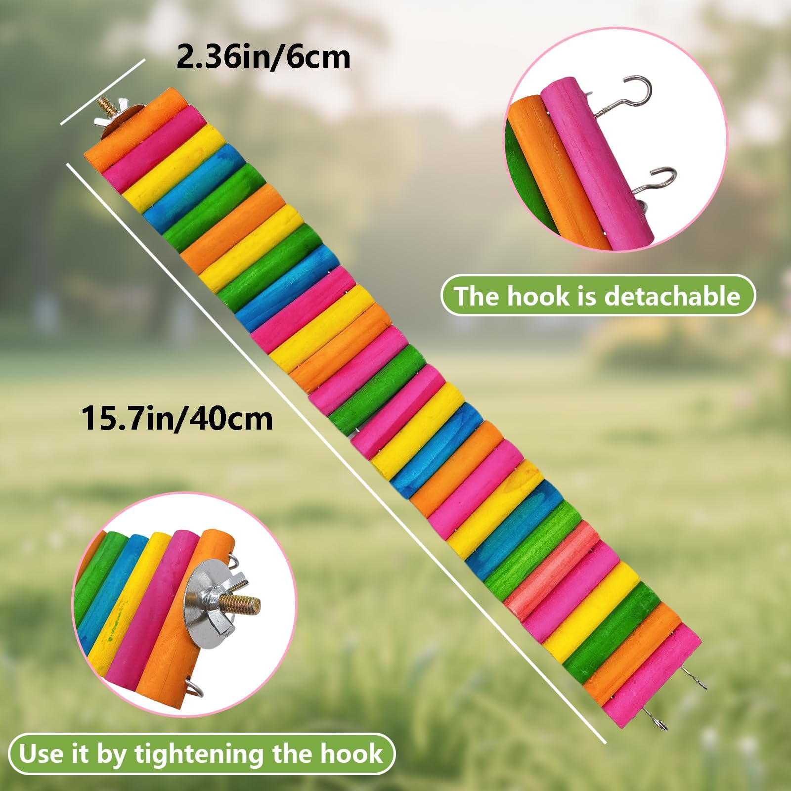 Hamiledyi Hamster Rainbow Bridge,Flexible Bendy Climbing Ladder Hanging Wooden Chew Toy for Bird Parrot Guinea Pig Chinchilla Ch