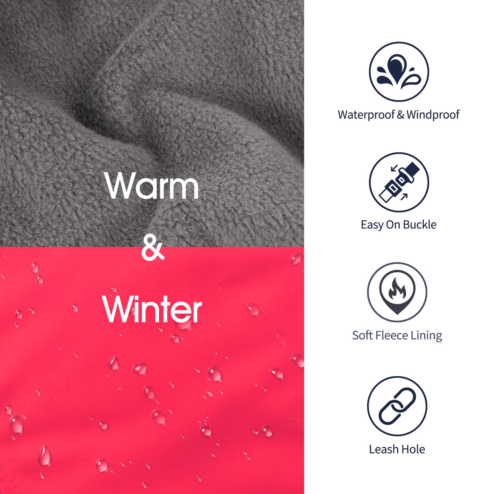 Iecoii Extra Warm Fleece Dog Jacket With Buckle - Reflective Turtleneck Coat For Cold Weather - Small To Extra Large Dogs