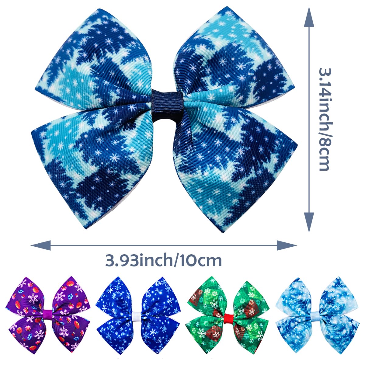 Jpgdn 24Pcs/12 Pairs 4'' Big Dog Hair Bows With Rubber Band Winter For Large Breed Dogs Snow Forest Ice Pines For Girl Boy Bowkn