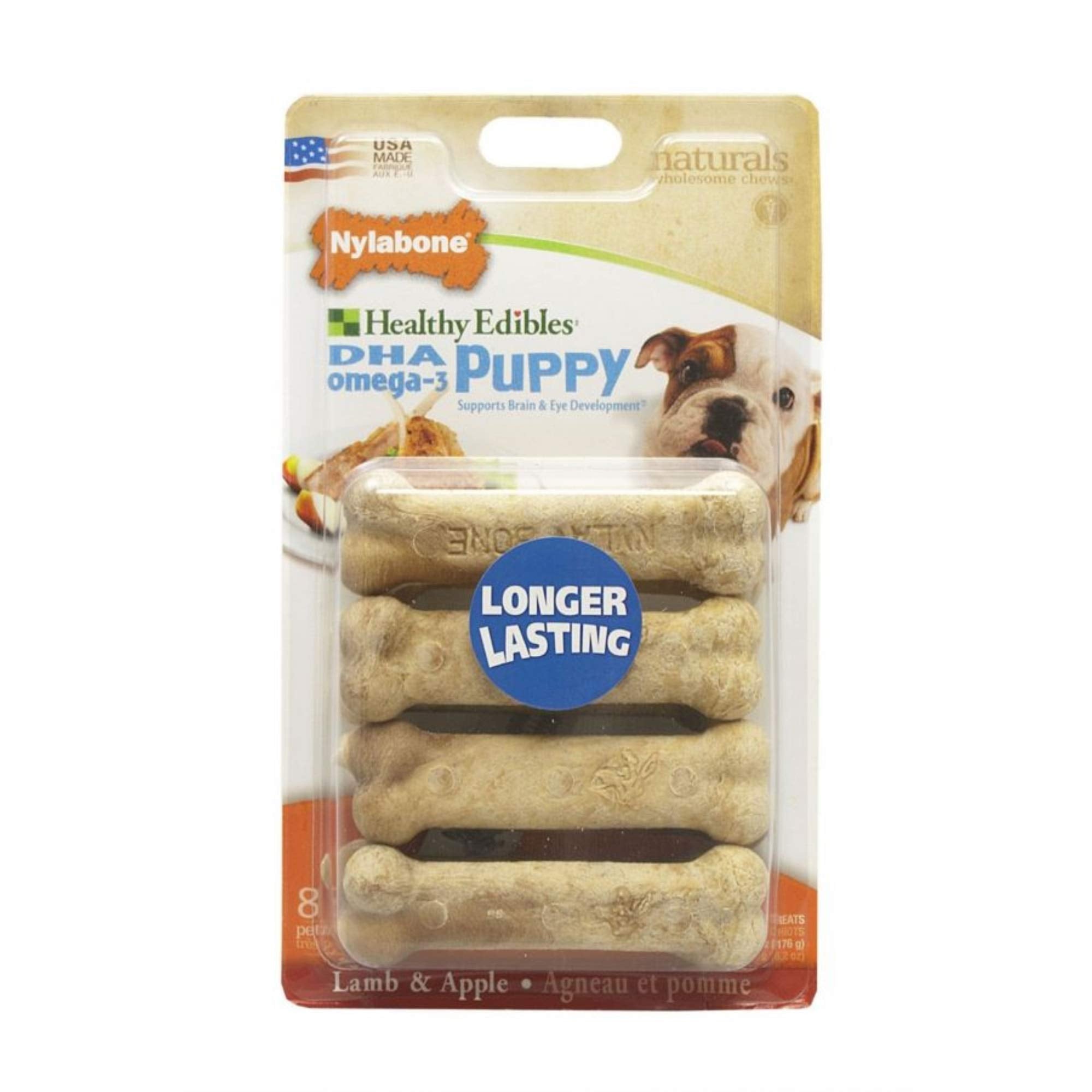 Nylabone Hlthy Edible Pup Lamb & Apple Pet 8pk
