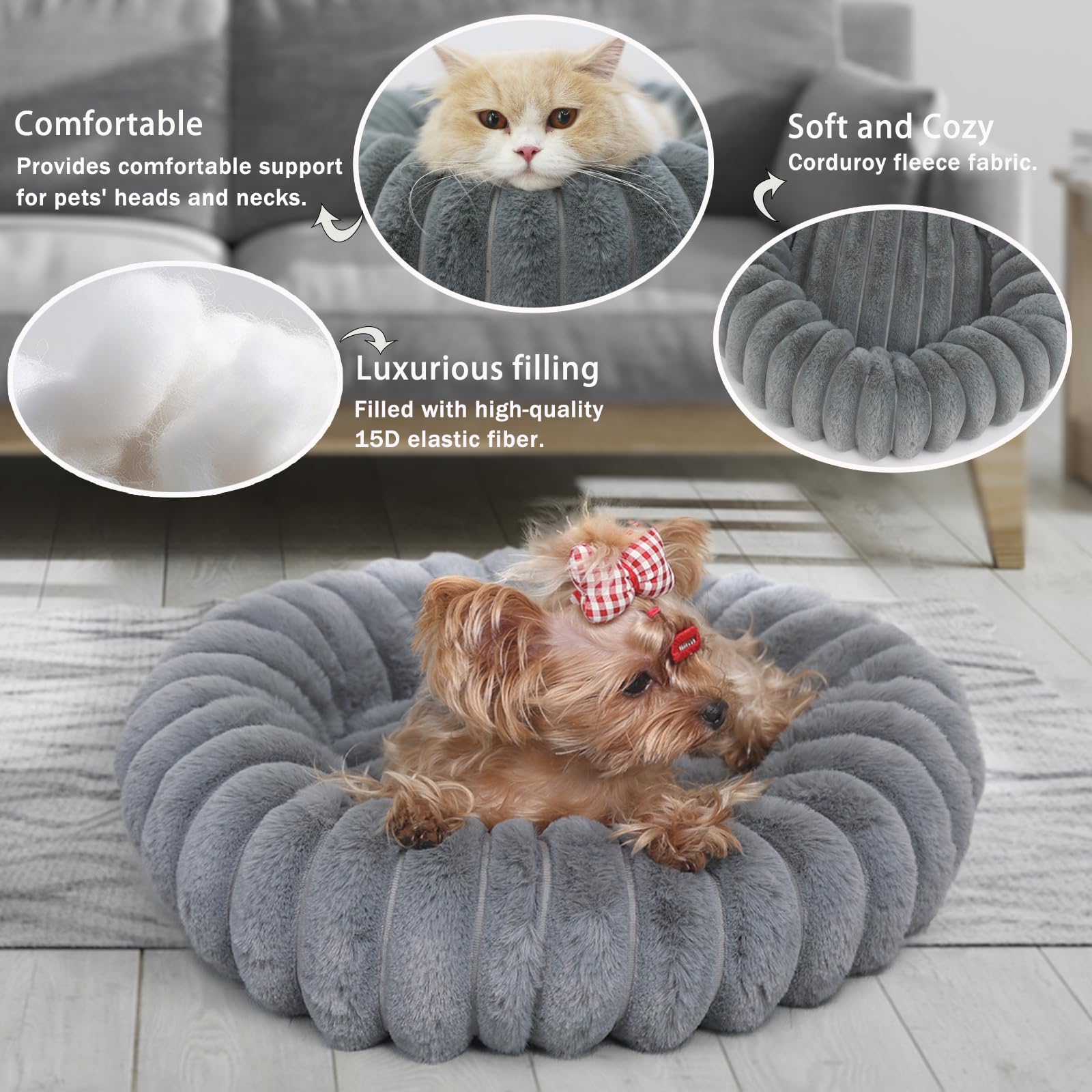 Tiny Dog Bed For Small Dogs And Cats - 16 Inch Donut Washable Soft Comfort Indoor Extra Small Pet Bed,Calming Anti-Anxiety Non-S