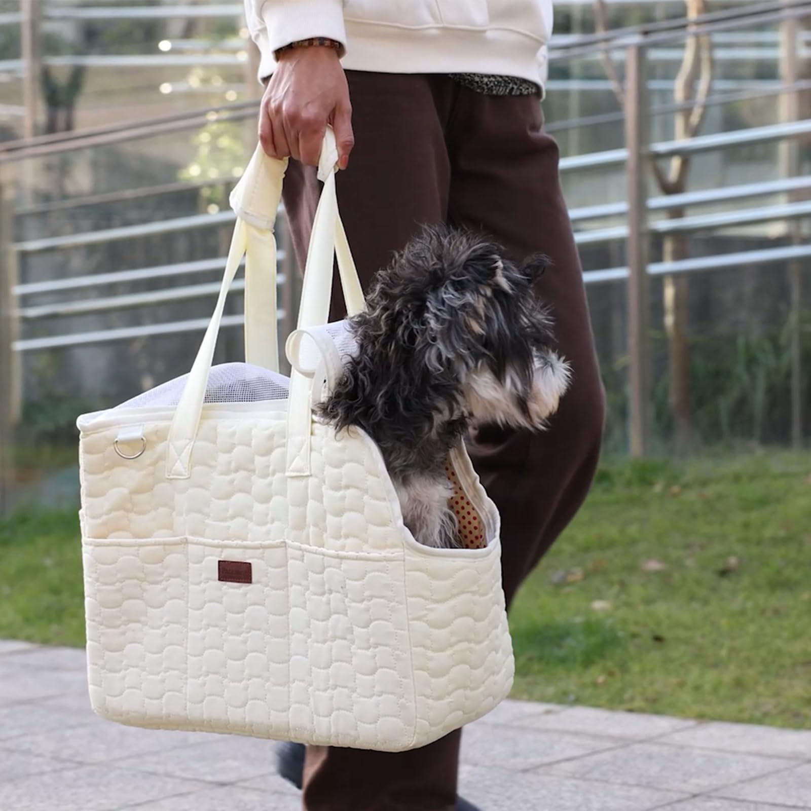 Patazone Small Dog Bag Puppy Purse Carrier for Small Dogs Adult Cat Carriers Large Cat,with Multiple Pockets,Breathable Mesh,Tra