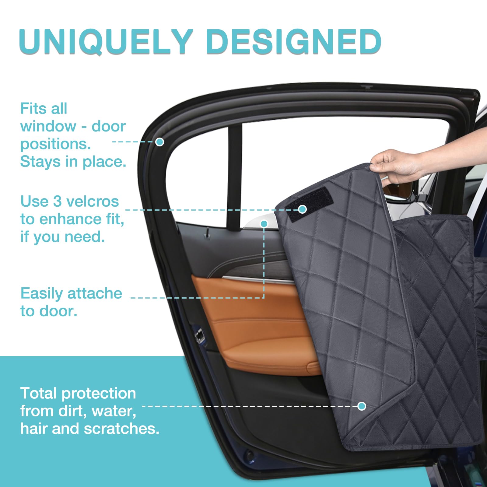 Hard Bottom Dog Seat Cover For Back Seat With Mesh Window & Door Protector + 2 Dog Seat Belts - Heavy Duty Pet Seat Protector Wi