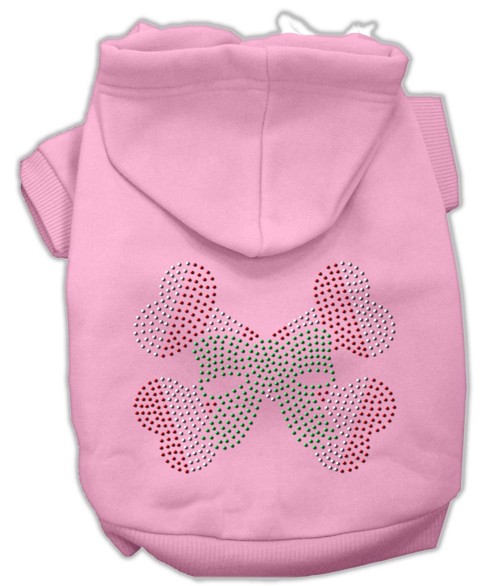 Mirage Pet Products 12-Inch Candy Cane Crossbones Rhinestone Hoodie, Medium, Pink