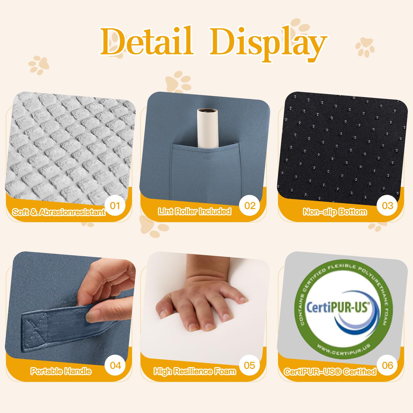 Dog Stairs For Small Dogs, Curved Pet Step With Leakproof Cover, High Density Foam Cat Ramp For Bed Or Sofa, 3 Steps Grey