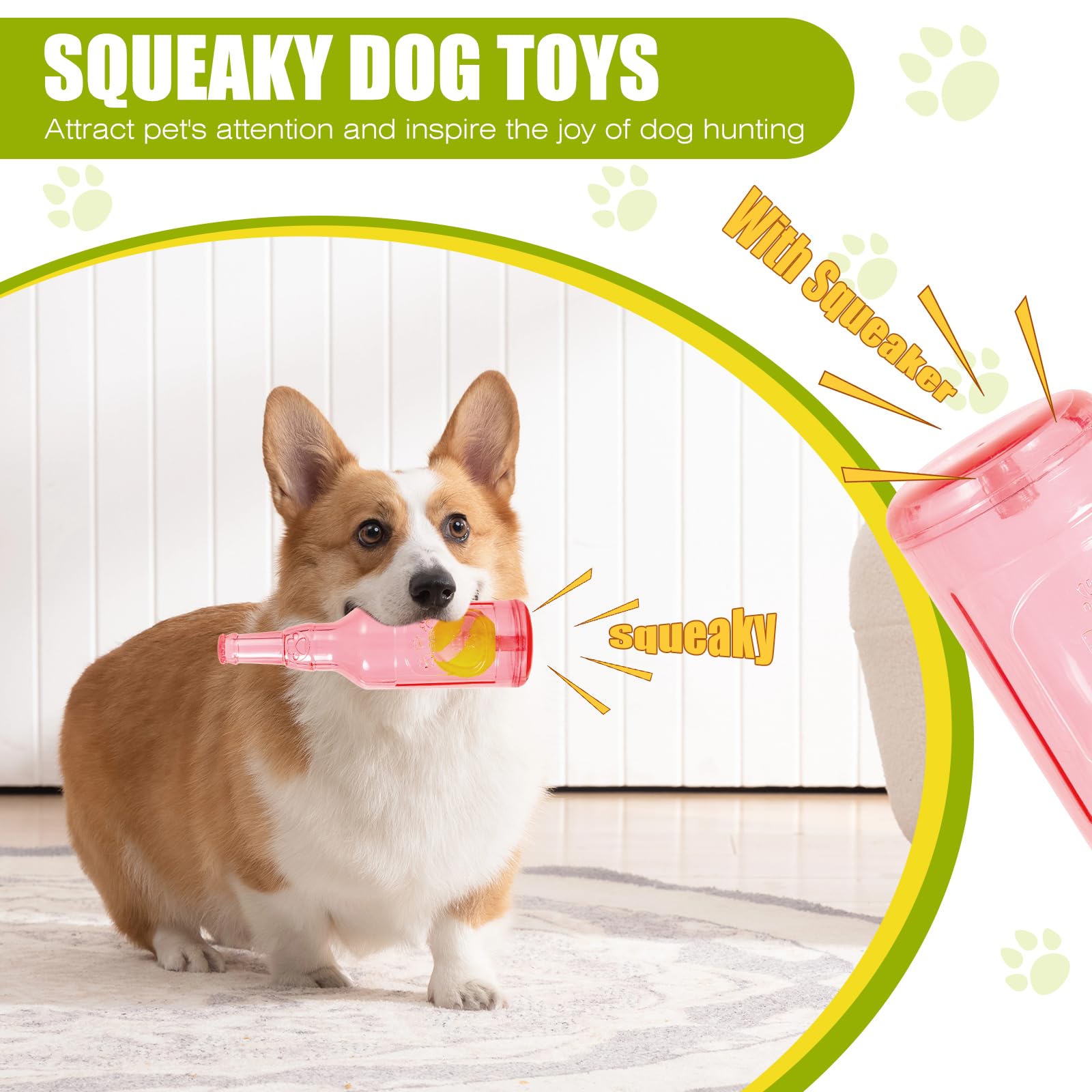 YOOGAO Pet Dog Toy, Dog Squeak Toy, Floating Dog Toy, Interactive Fetch Toy for Play and Training, Bottle Shape with Tennis Ball