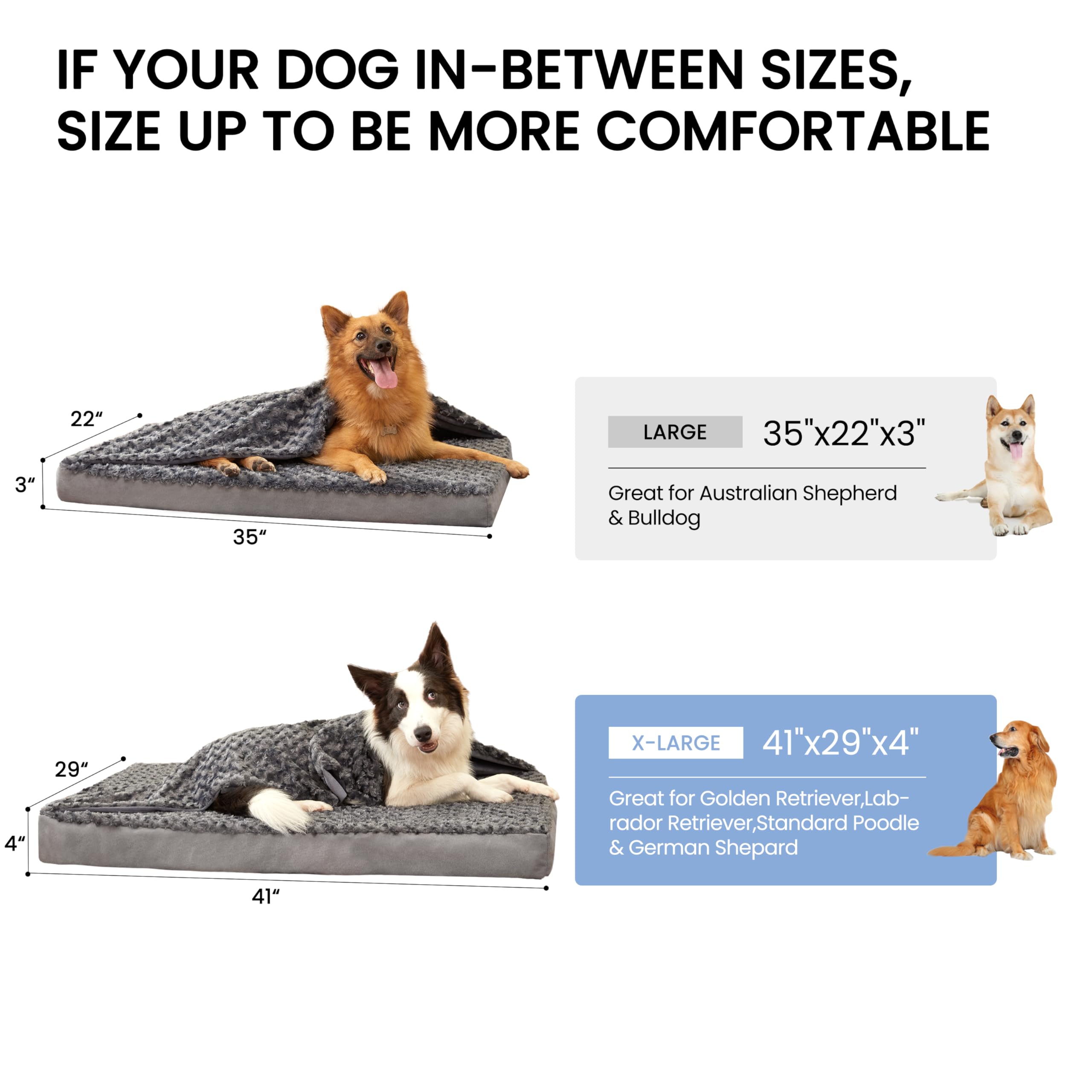 Gohoo Pet Orthopedic Memory Foam Bed For Large Dogs, Waterproof Cooling Pet Mats For Crate With Removable Washable Cover,Ideal F
