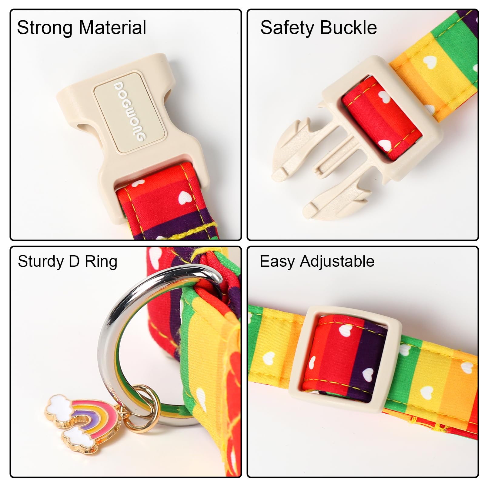 Dogwong Lgbt Dog Collar, Rainbow Lgbtq Dog Collars, Adjustable Cute Pride Lgbt Pet Collars Design Quick Release Buckle Dogs Neck