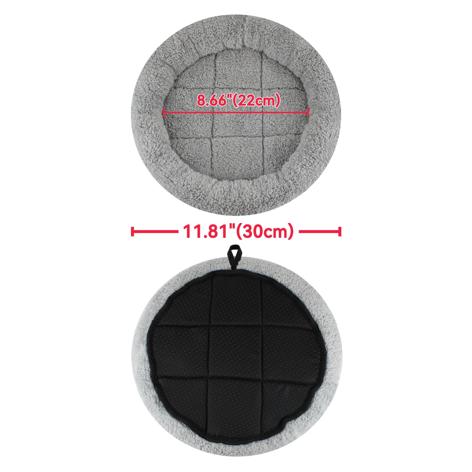 PETLESO Small Cat Bed Mat with Surrounding Pillow, 11.81 Round Soft Cushion for Cats Puppy Rabbits Curling Sleep, Indoor Furnitu