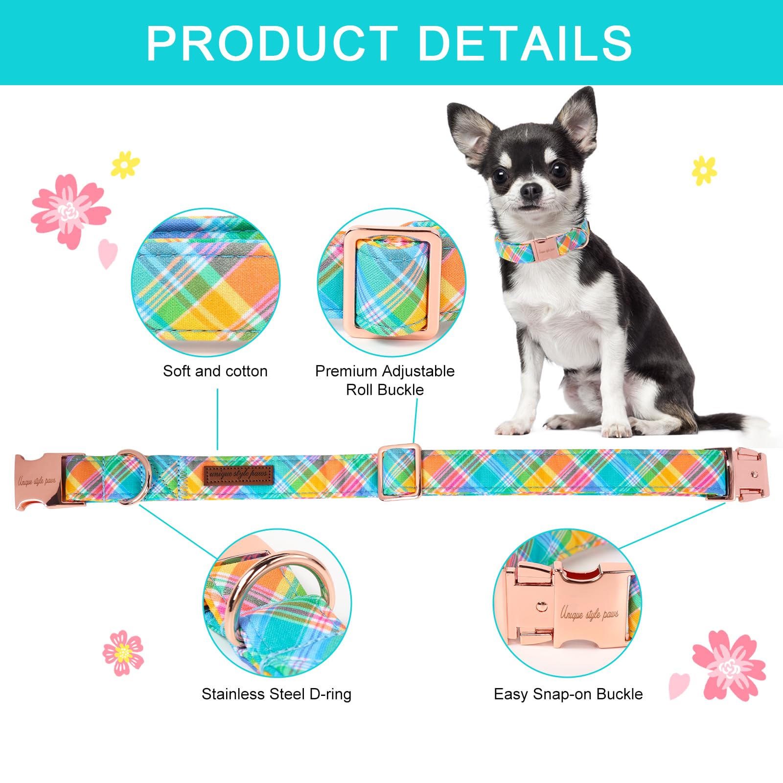 Unique Style Paws Easter Dog Collar Plastic Buckle Puppy Collar Colorful Plaid Puppy Collars For Small Medium Large Boys Girls D