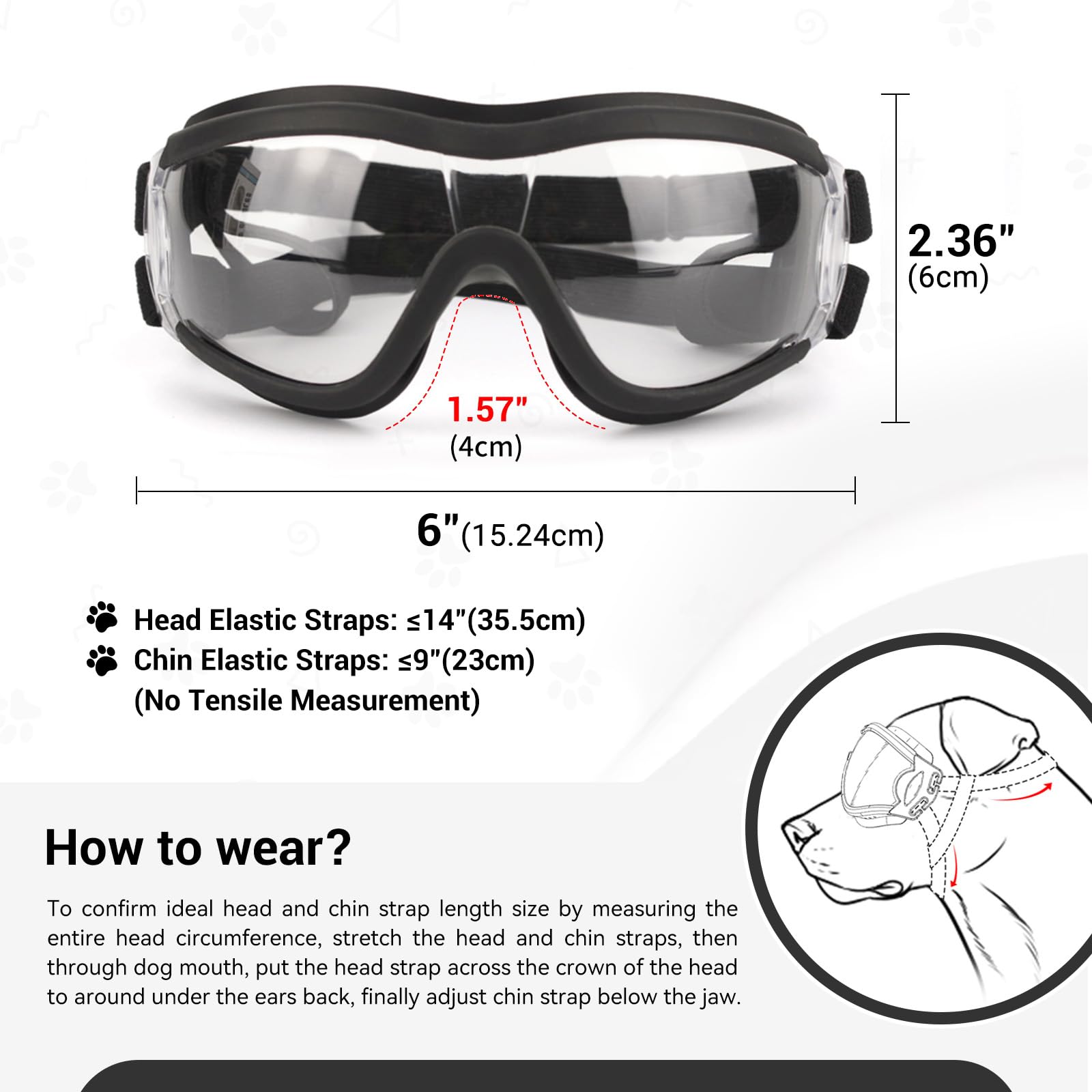 Namsan Clear Dog Goggles Large Breed, Uv-Protection Doggie Sunglasses For Medium To Large Dogs, Outdoor Dog Eye Protection, Anti