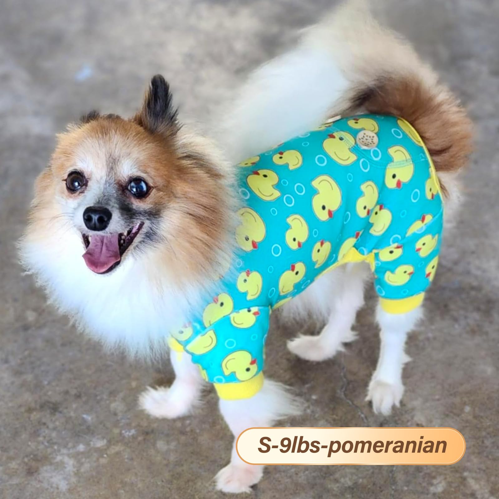 Kyeese Dogs Pajamas Yellow Duck For Small Dogs Soft Material Stretchable Dog Jammies Cat Pajamas Dog Apparel