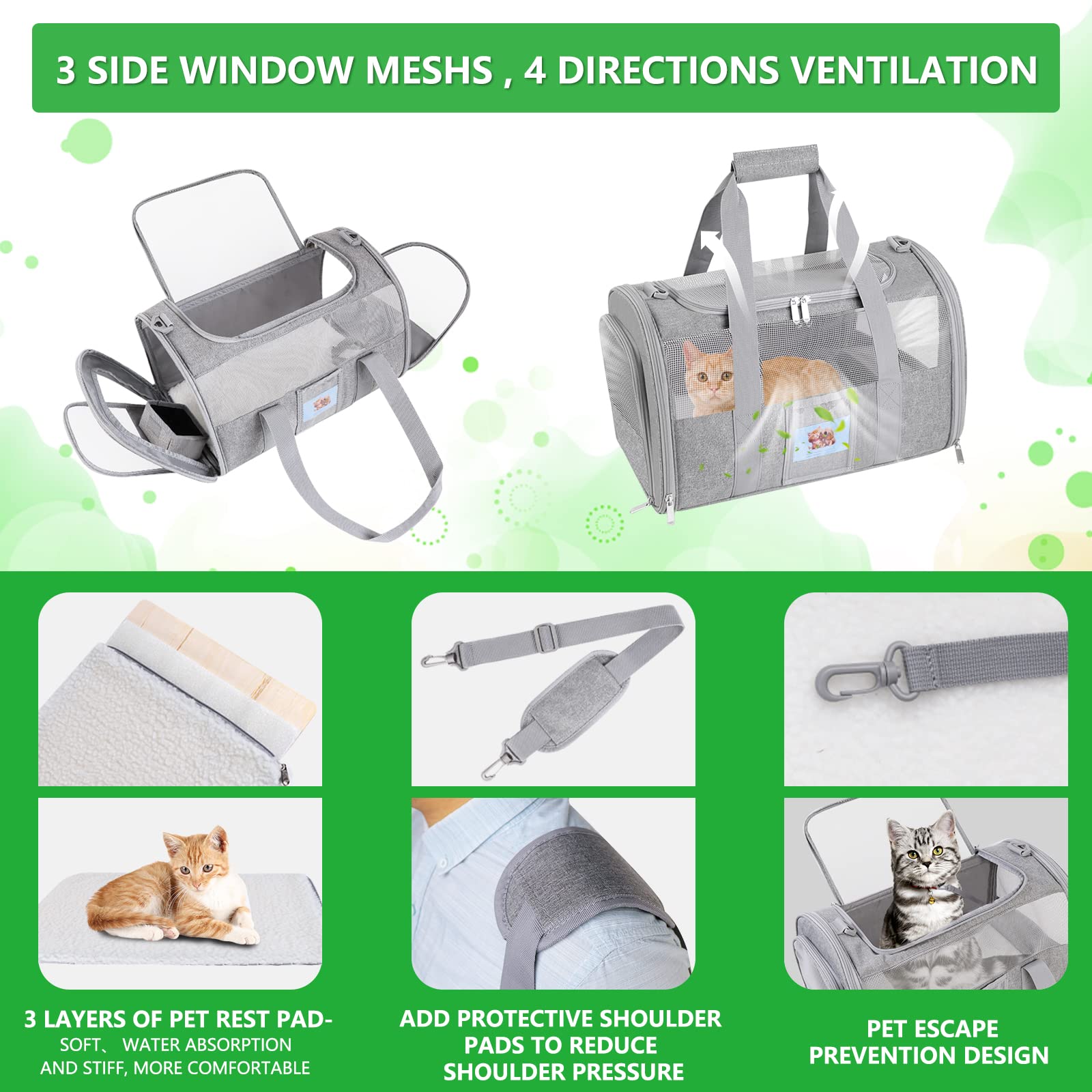 Seclato Extra Large Pet Carrier 20 Lbs+, Soft Sided Cat Carriers For Large Cats Under 25 Lbs, Folding Big Dog Carrier 20'X13'X