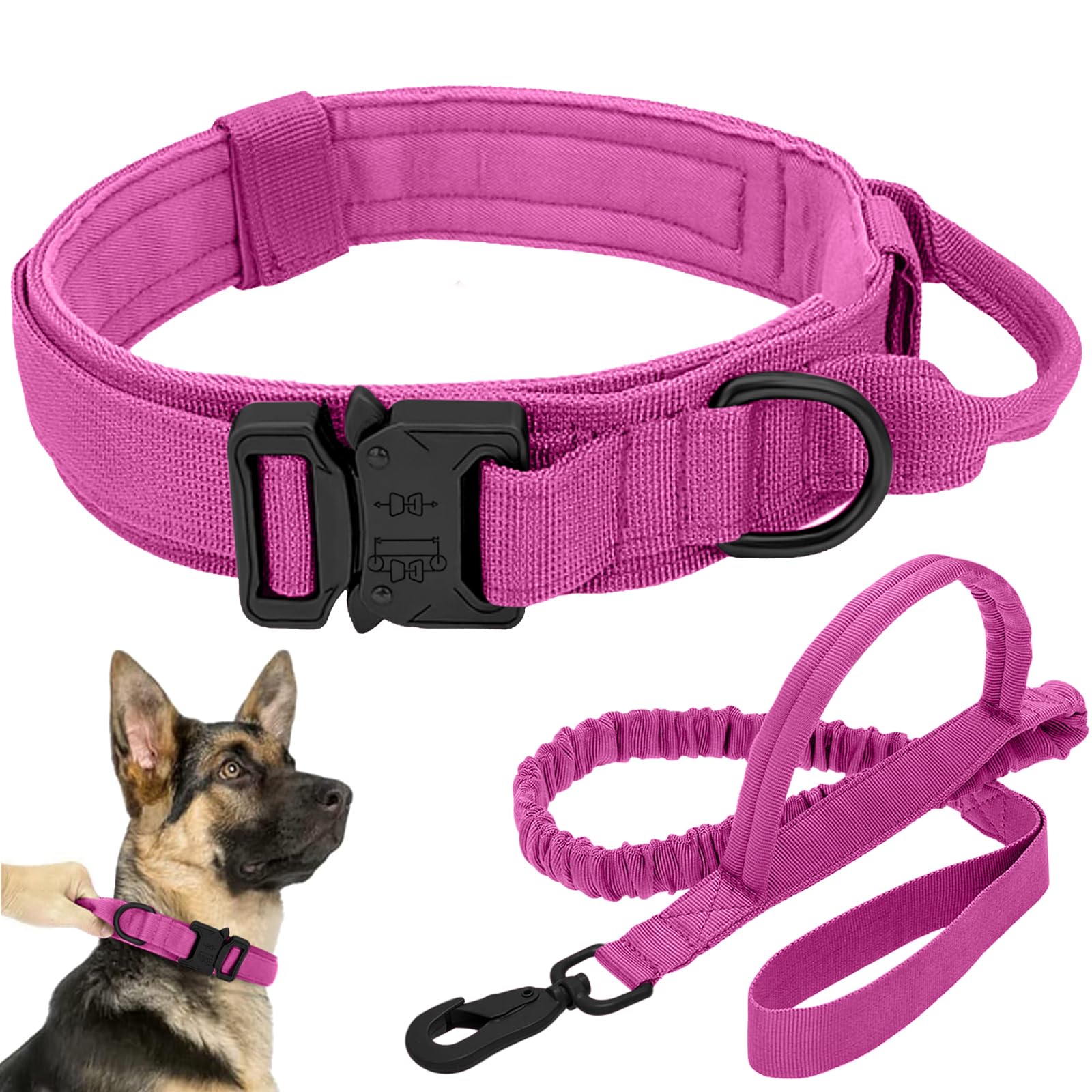 Tactical Dog Collar Leash Set, Adjustable Military Training Nylon Collar Dog Training With Control Handleand Metal Buckle, Dog C