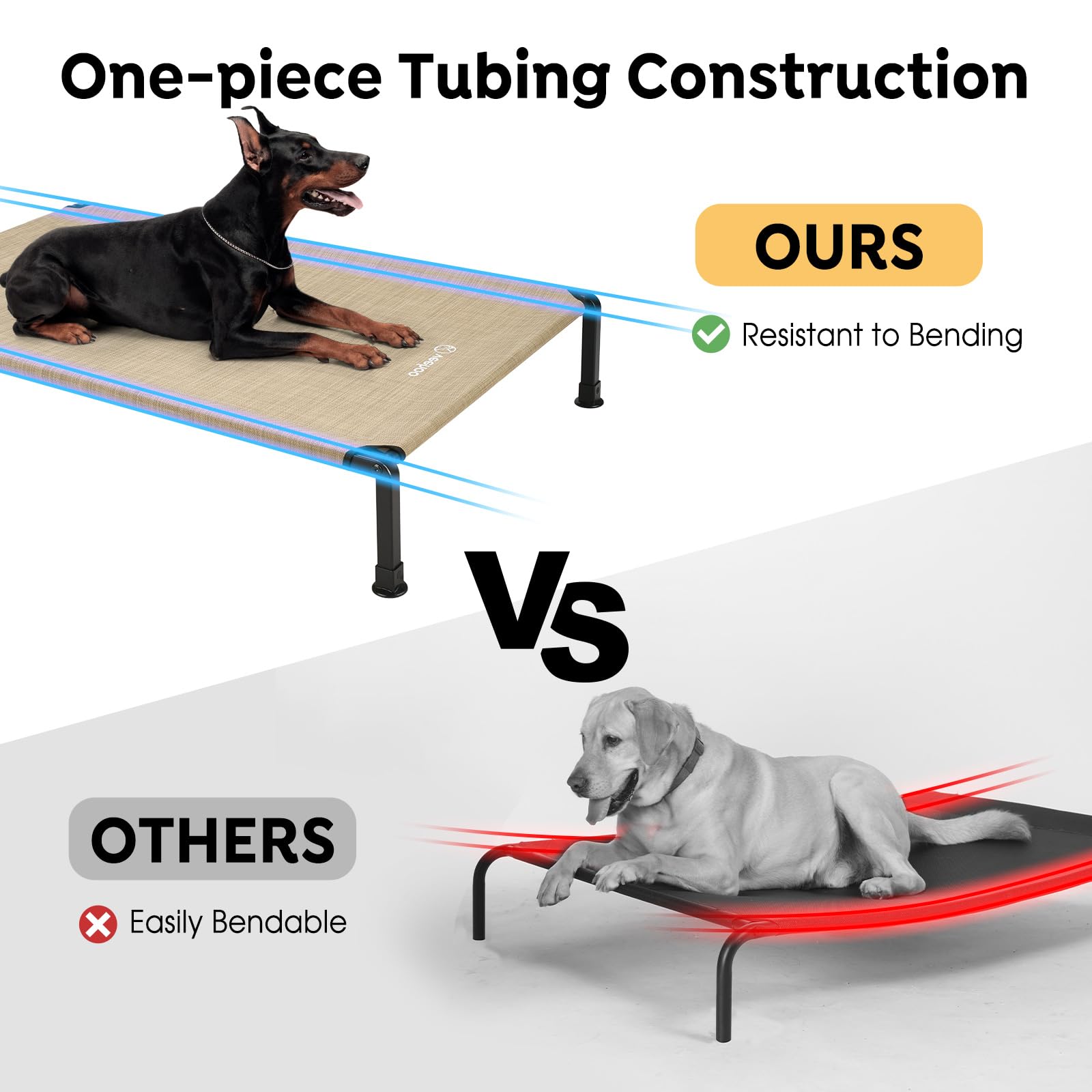 Veehoo Heavy Duty Elevated Dog Bed - Raised Dog Cot With Washable & Breathable Teslin Mesh, Non-Slip Silicon Feet, Cooling For I