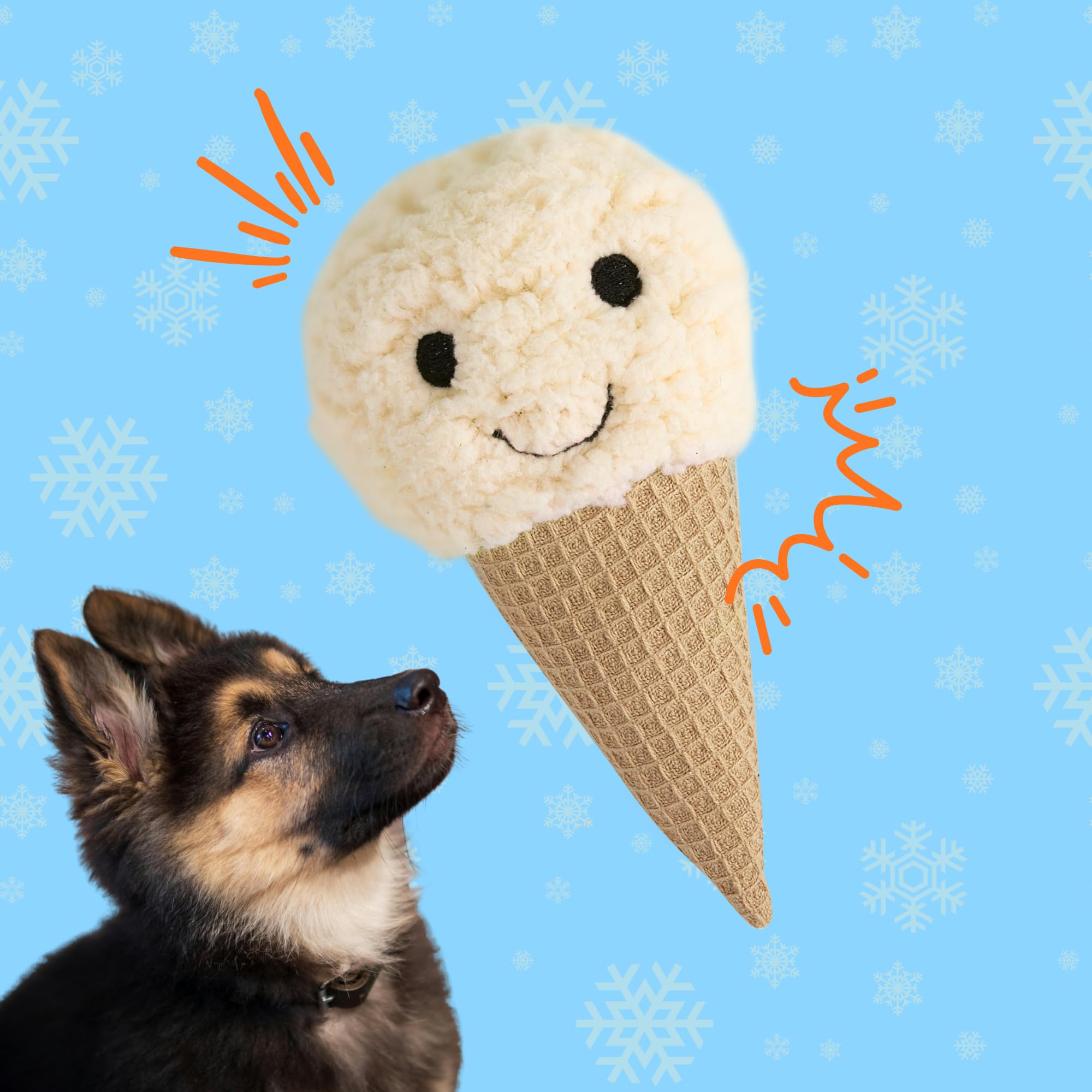 BarkButler x FOFOS Ice Cream Plush Puppy Toy  Super Soft & Squeaky Toys for Dogs, Small Dog Toys (010kgs)  White