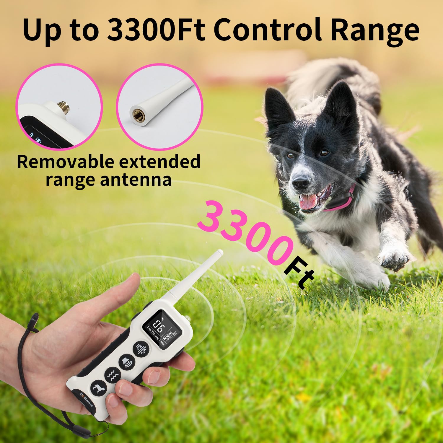 Doglinsen No Shock Dog Training Collar With Remote 3300Ft Range, Vibrating Dog Collar, Vibration Collar For Small Medium Large D