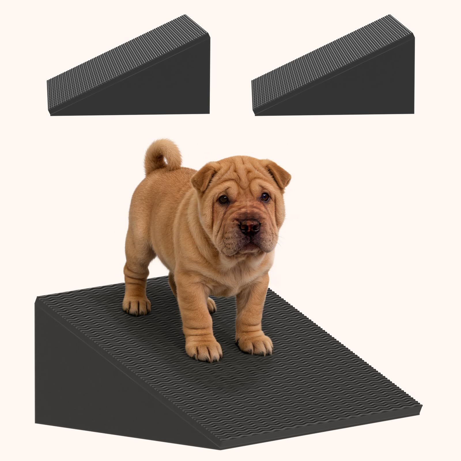 Dog Wedge Ramp for Stairs/Staircases, Portable & Lightweight Pet Ramp with Non-Slip Surface for Small Size Dogs Cats, Low Angled