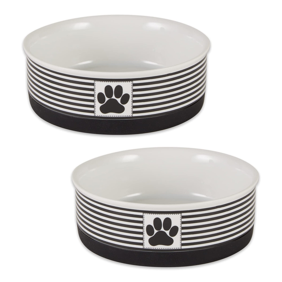 Bone Dry Paw & Patch Ceramic Pet Collection, Medium Set, 6x2, Black, 2 Piece, 5742