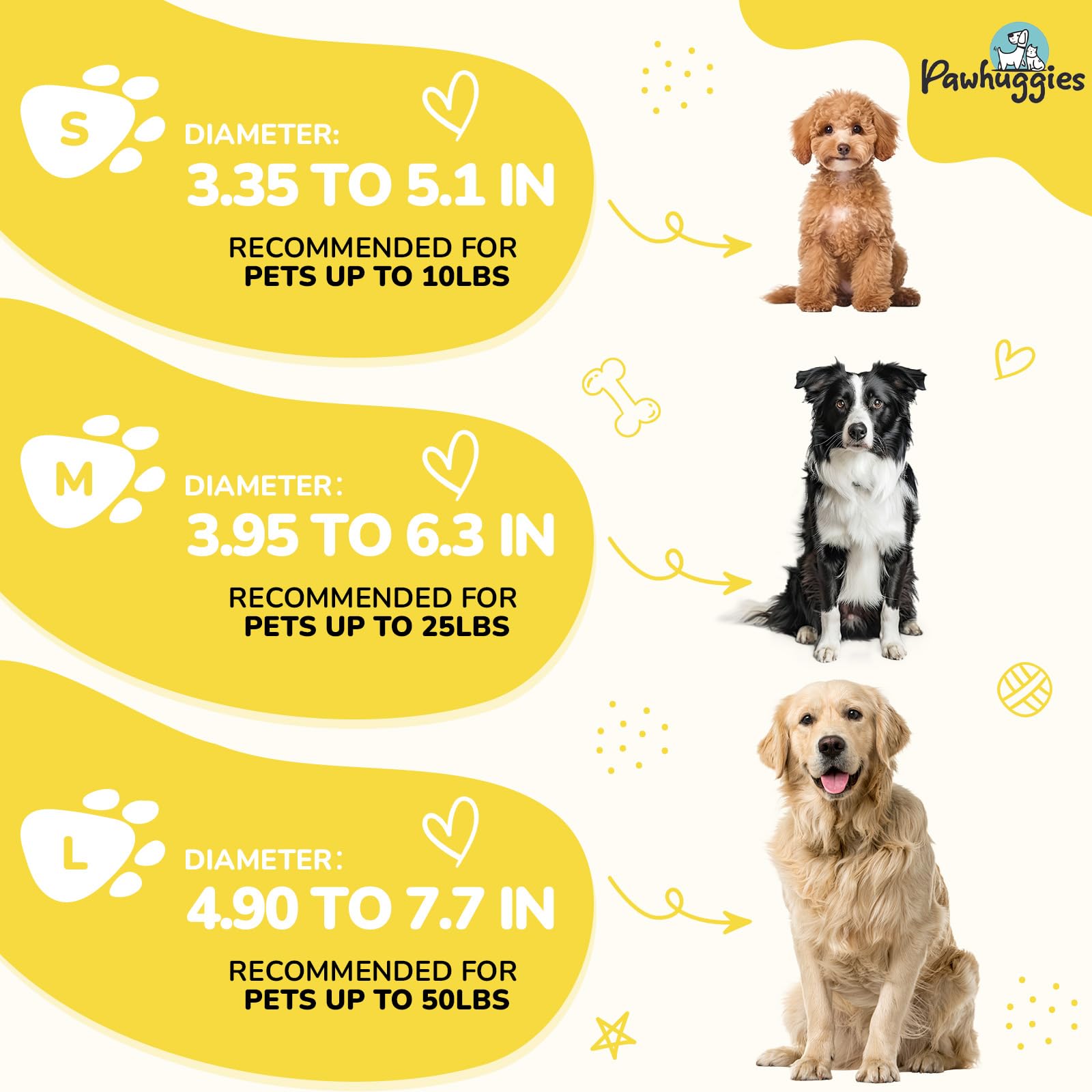 Yellow Dog Collar For Large Dog, Breathable, Anti-Odor & Soft, Comfortable For Sensitive Skin Puppies, 90% Bamboo Rayon, Adjusta