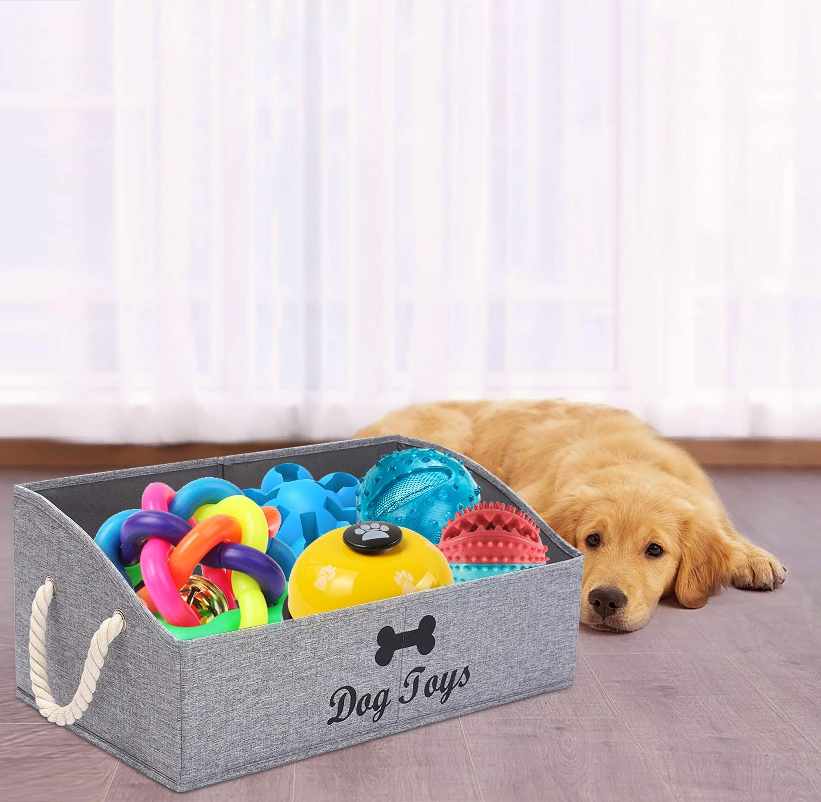 Morezi Large Dog Toy Bin Puppy Shallow Toy Baskets - Perfect For Collapsible Bin For Living Room, Playroom, Closet, Home Organiz