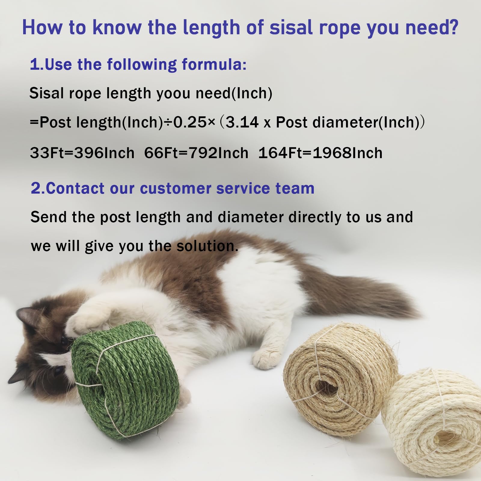 Xrzitky Natural Sisal Rope For Cat Scratcher, 1/4 Inch 164Ft Sisal Rope For Cat Scratching Post Repair Replacement, Multi Color