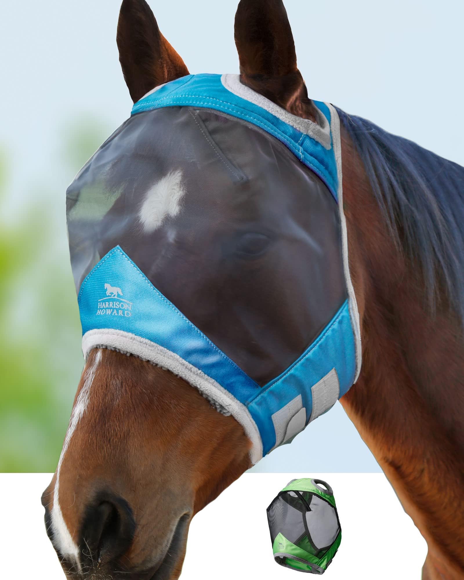 Harrison Howard CareMaster Pro Luminous Fly Mask Large Eye Space Standard Voodoo Blue Extra Full Size
