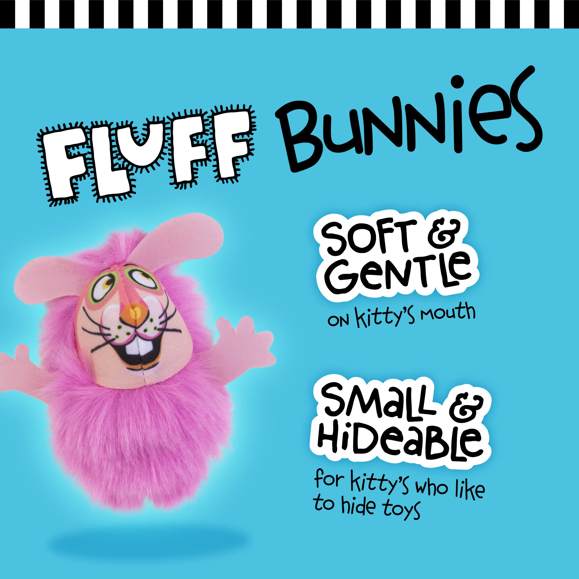 Fat Cat Fluff Bunnies Cat Toys - Catnip Kicker Toy, Pack Of 1 (Blue Or Pink)