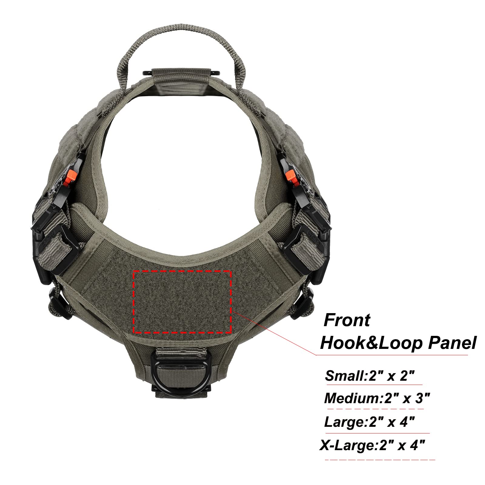 Icefang Tactical Dog Harness,Medium Size, 2X Metal Buckle,Working Dog Molle Vest With Handle,No Pulling Front Leash Clip,Hook An