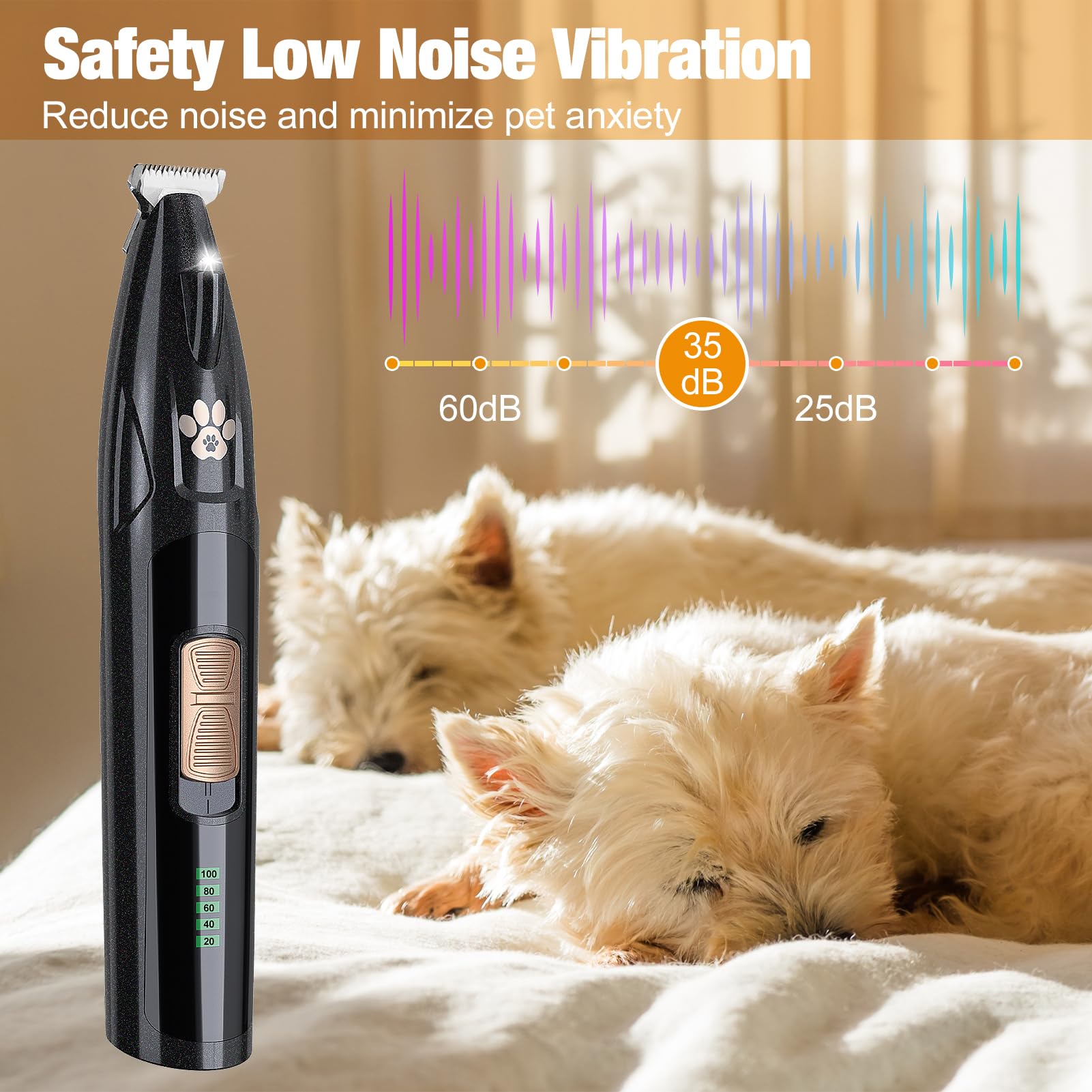 Gimpyn Dog Grooming Kit With Led Display, Low Noise Pet Clippers, Cordless Dog Hair Trimmer For Paws, Ears, Face, Rump With Led