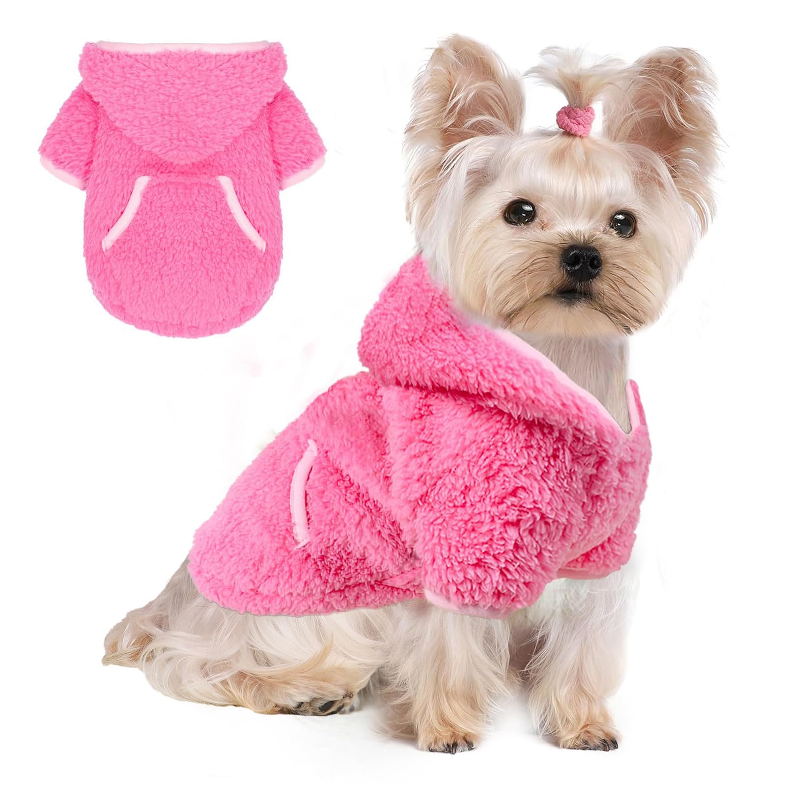 Fleece Dog Sweater Hoodie Sweatshirts Warm Fuzzy Velvet Sweaters Dog Winter Clothes For Small Dogs Girl & Boy, Pet Coats, Cat Ap