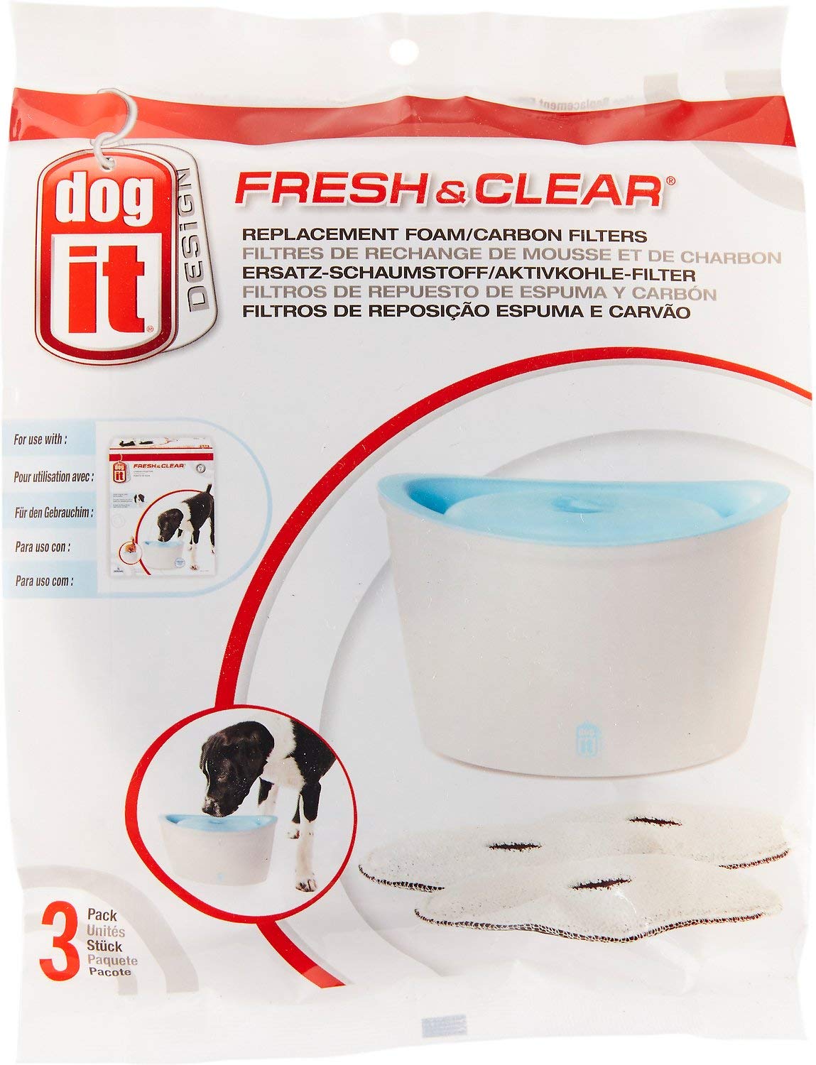 Dogit Replacement Drinking Water Fountain Filters, 3-Pack - Replacement Filters for Dogit Fresh & Clear Drinking Water Fountain 