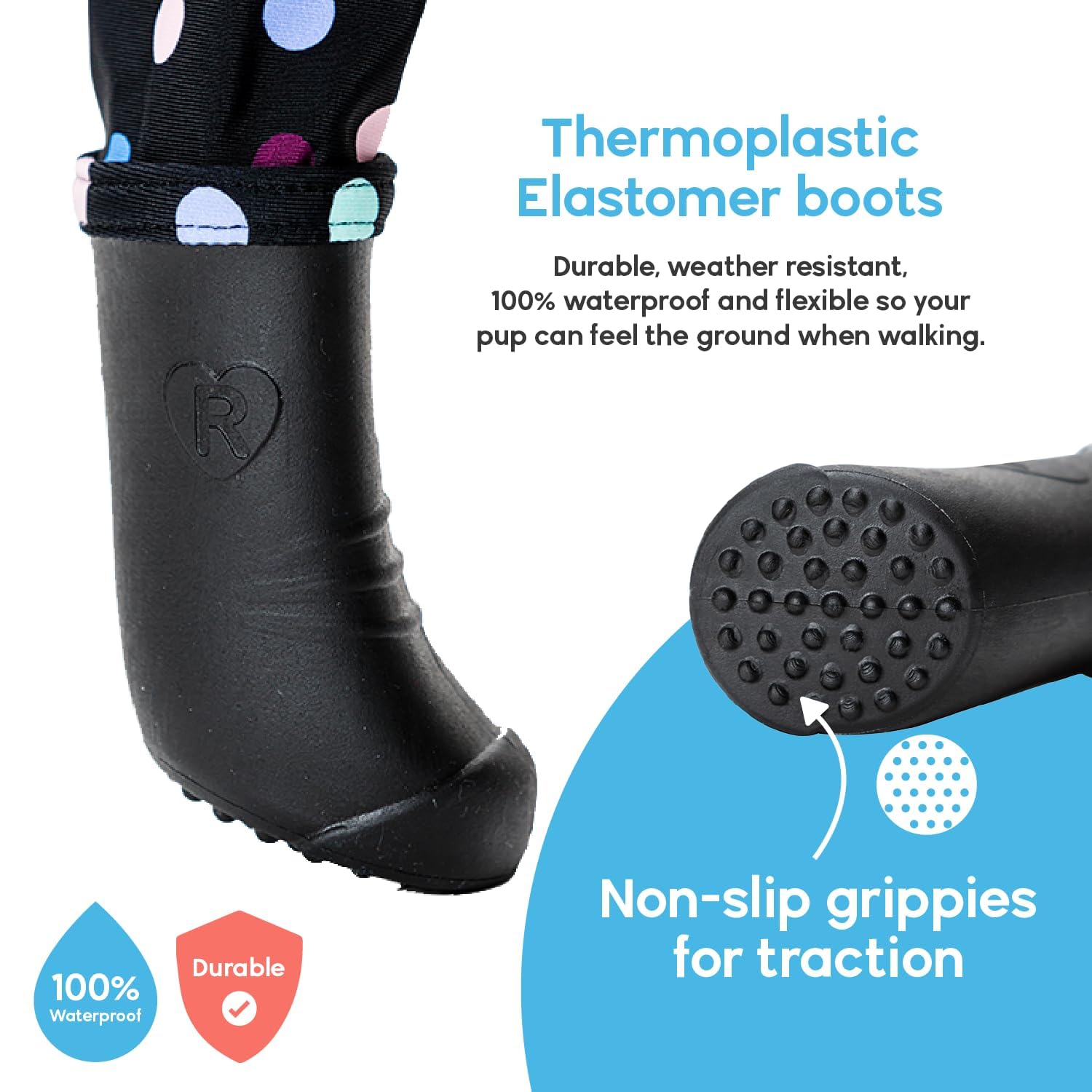 Walkee Paws New Deluxe Easy-On Dog Boot Leggings, Protects From Hot Pavement, Summer Showers, Wet Surfaces, Allergens (Confetti,