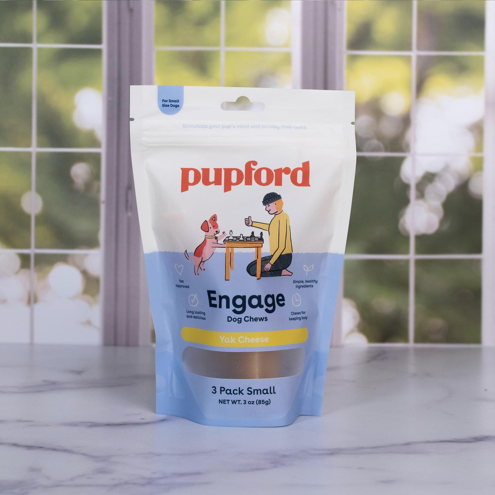 Pupford Yak Cheese Chews for Dogs & Teething Puppies, Natural, Long-Lasting Himalayan Dental Treats (3 Pack Small)