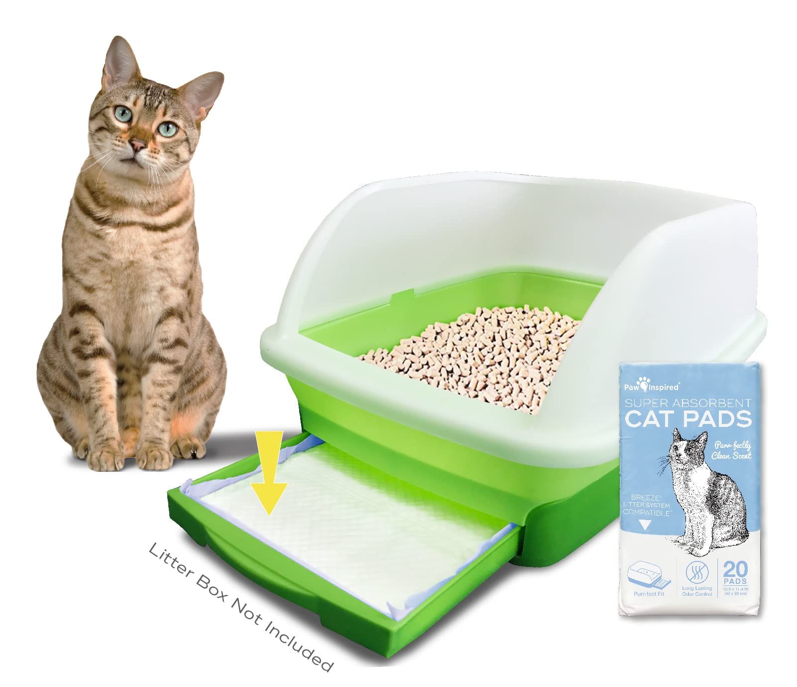 Peritas Cat Pads | Generic Refill For Breeze Tidy Cat Litter System | Cat Liner Pads For Litter Box | Quick-Dry, Super Absorbent