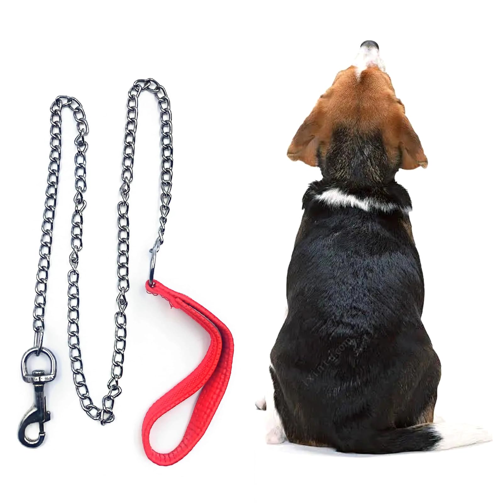 Chain Dog Leashes For Large Dogs Heavy Duty Non-Chewable Dog Leash 4Ft Chain With Padded Handle For Large & Medium