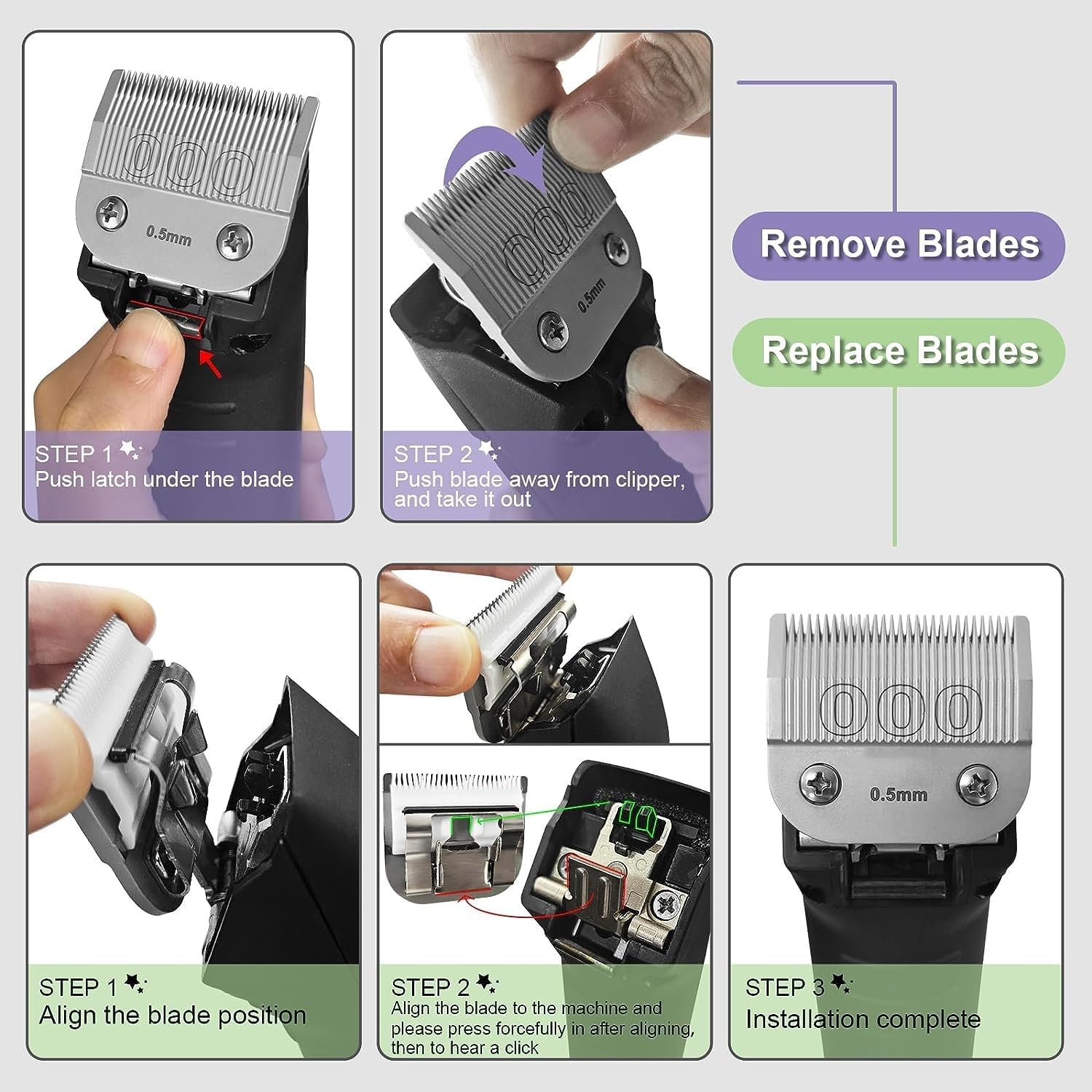 2 Pcs 84 Detachable Replacement Blades,compatible with oster Classic 76/Star-Teq/Power-Teq andi A*dis AGC,BDC,BGC,MBG Series Cli