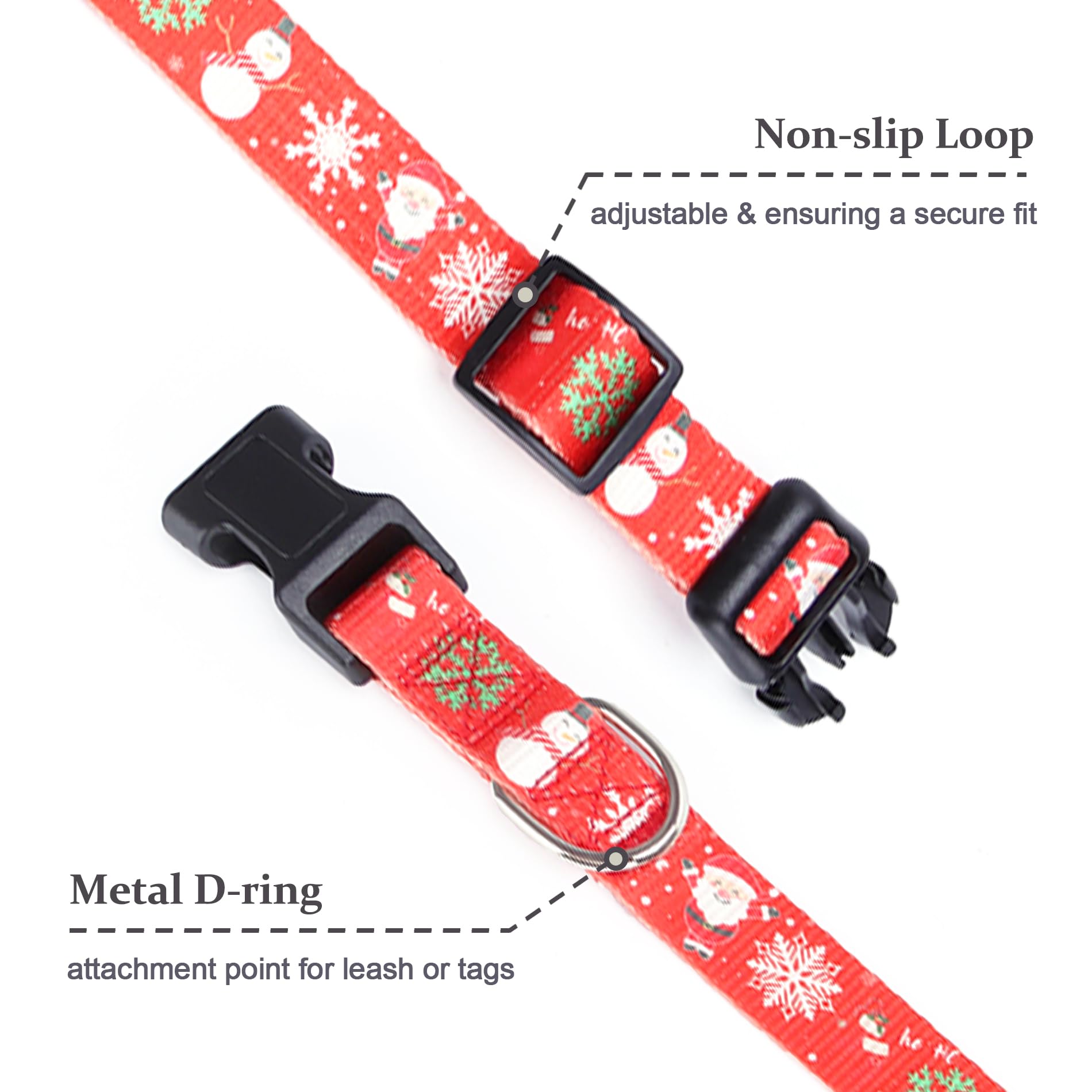 Christmas Dog Collar With Buckle Adjustable Safety Nylon Collars For Small Medium Large Dogs, Cute Stylish Girl Boy Christmas Dog Collar (Christmas Red,S)