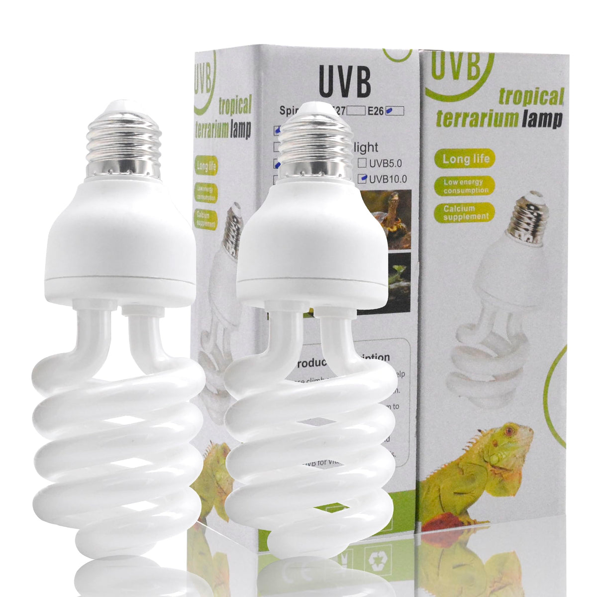 Yimidool Uvb Light For Reptiles, 26W 15.0 Reptile Heat Lamp Bulbs, Uva Uvb Reptiles Light Bulbs Ideal For Rainforest Reptiles, B