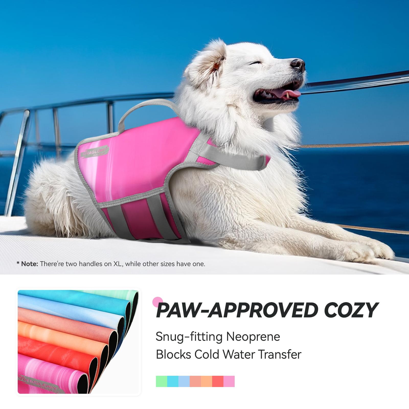 Vivaglory Neoprene Dog Life Jacket Puppy Life Jacket For Boating Hunting & Swimming, Lightweight With Leash Ring, Xs, Raspberry