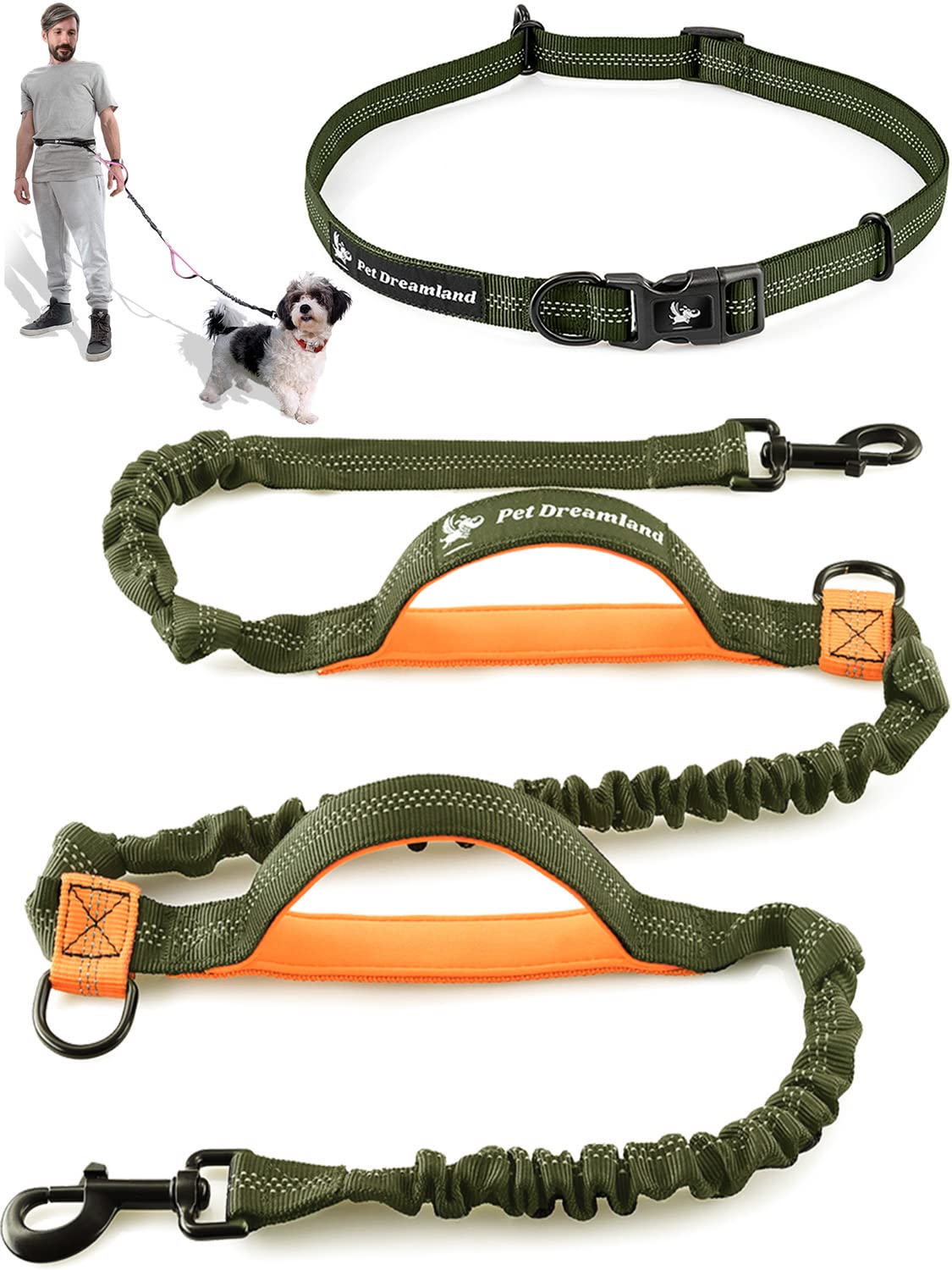 Retractable Hands Free Dog Leash For Small Dogs | Waist Leash For Dog Walking, Hiking | Dog Running Leash | Belt Leash For Medium Dogs | Service Dog Leash | Dog Walking Accessories | Bungee Dog Leash