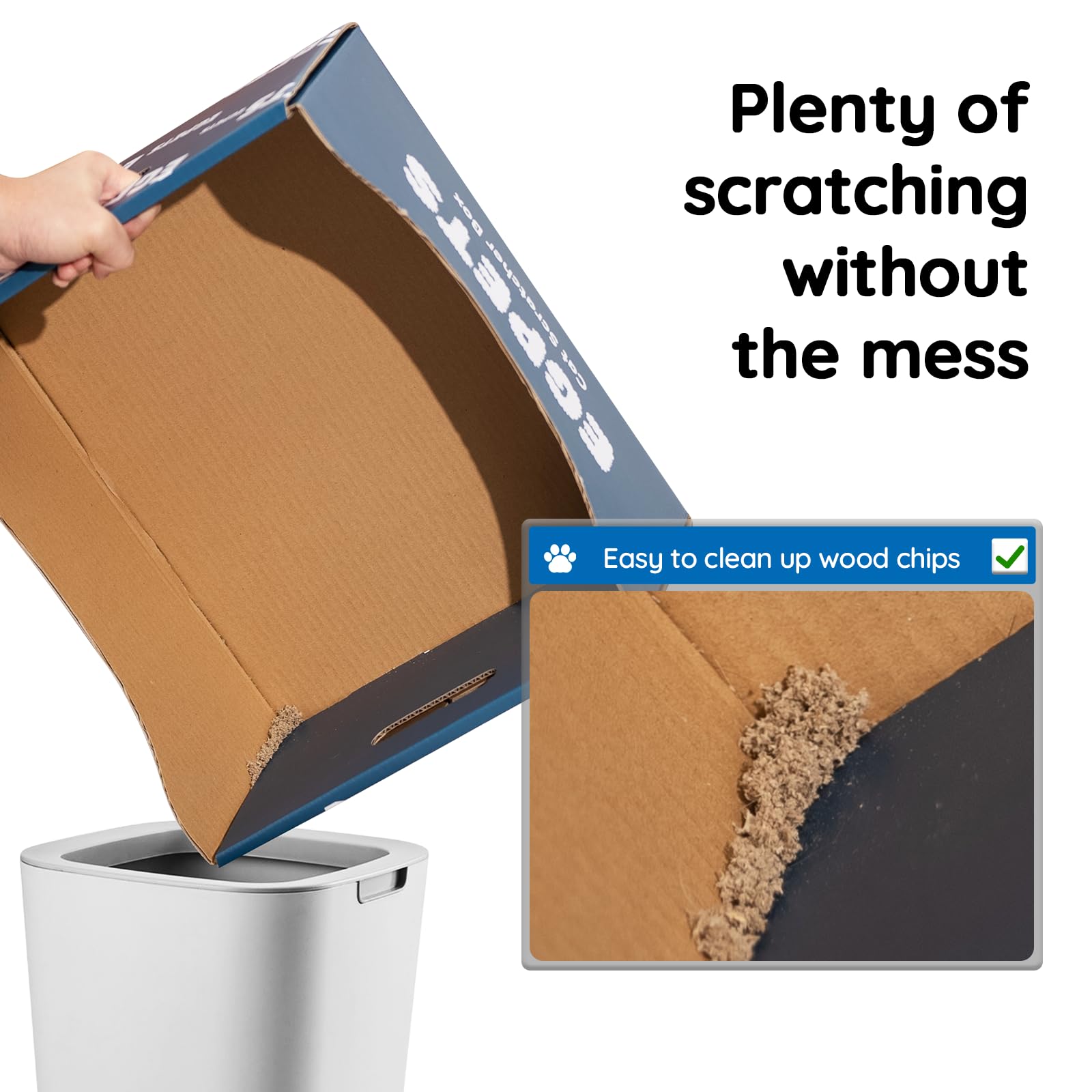 EGPETS Cardboard Cat Scratcher Box for Indoor Cats with 3Pcs Extra-Large Scratching Board, Refillable and Sturdy, Ideal for Hidi