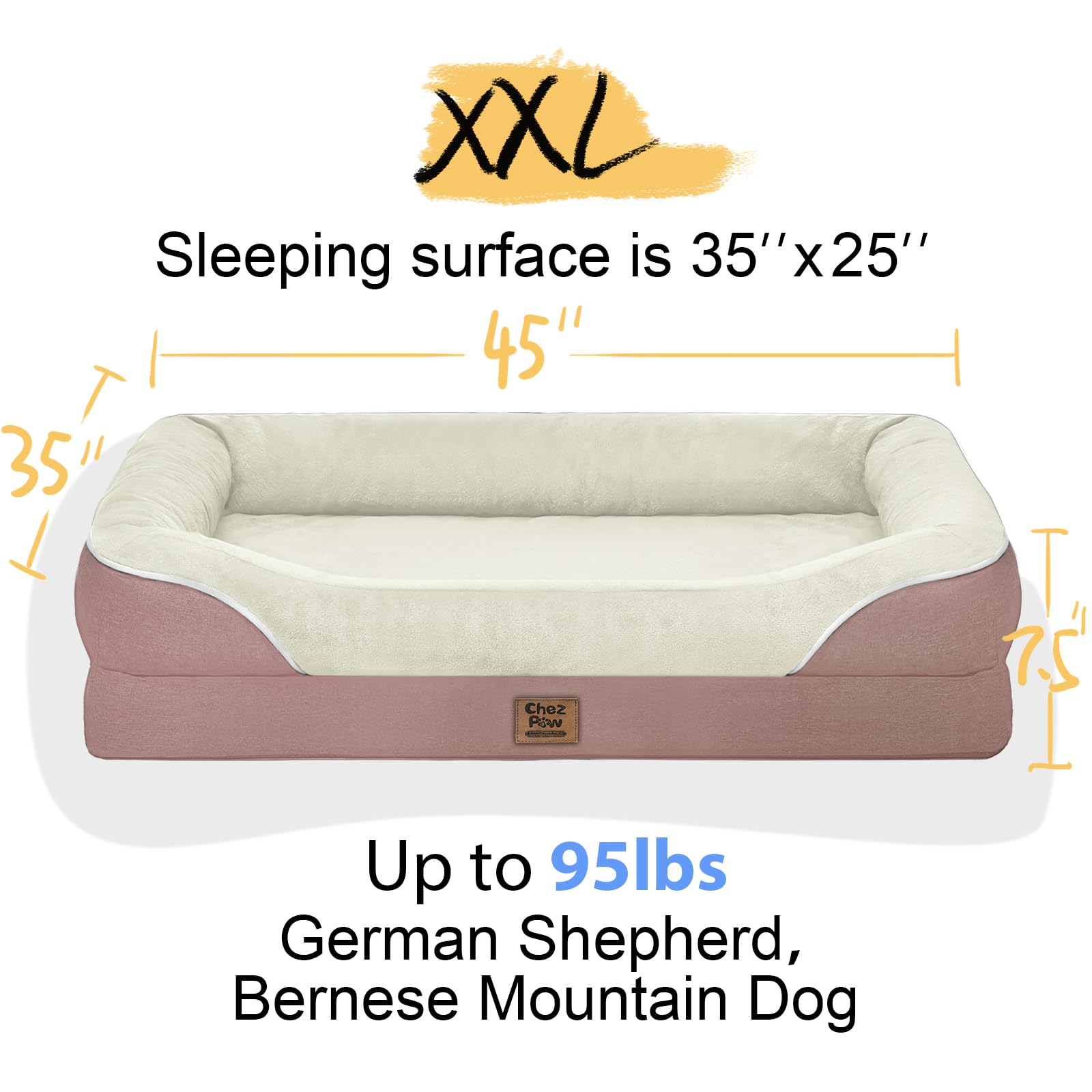 Orthopedic Washable Large Dog Bed - Dog Beds Large Sized Dogs With Removable Cover Waterproof Orthopedic Pet Bed Xl Dogs Beds Wi
