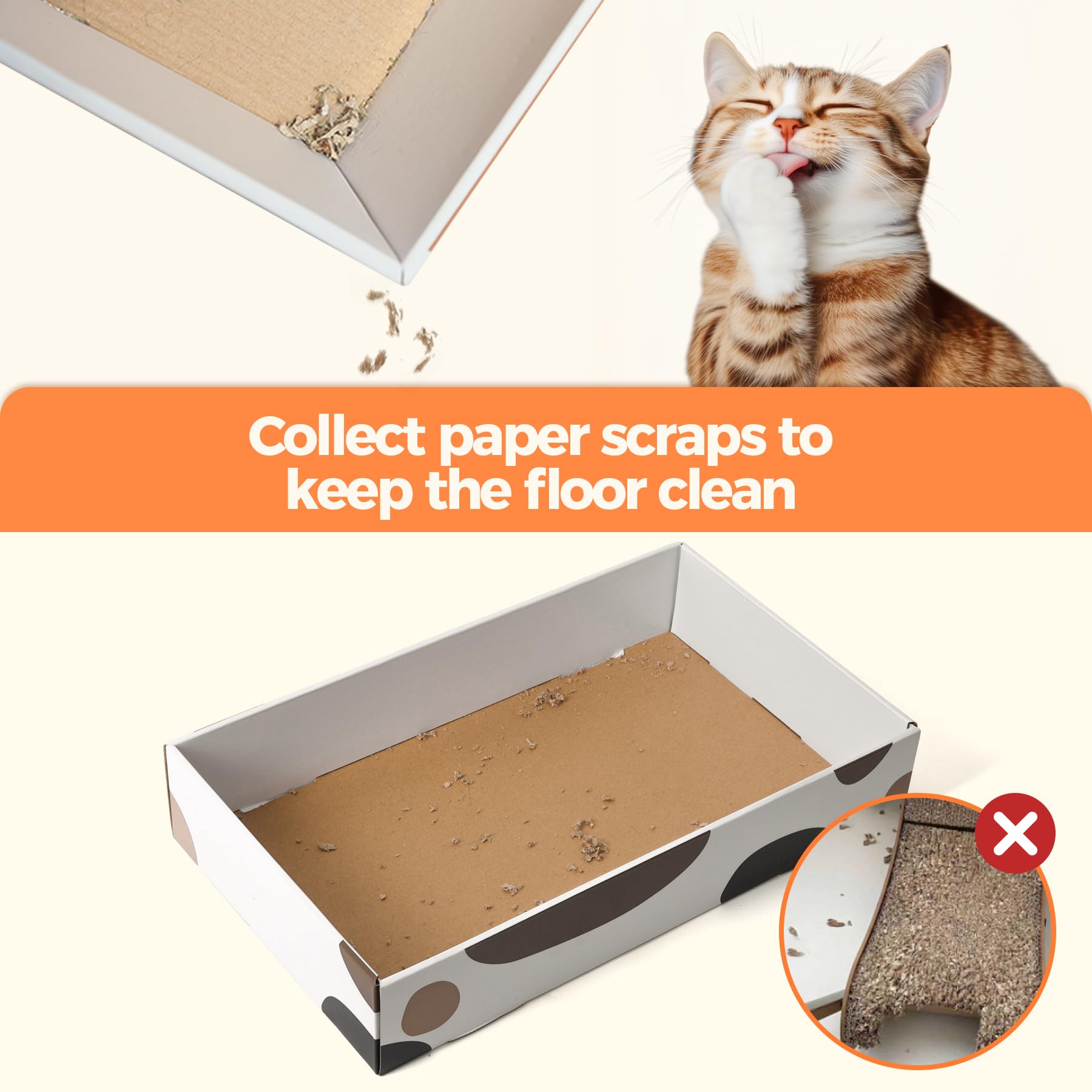 Comsaf Cat Scratcher Carboard Refill Box With 3 Pieces 17'X10' Board, Kitty Cat Scratching Pad Recycle Corrugate Scratcher Cat Scratch Lounge Long Lasting Reversable