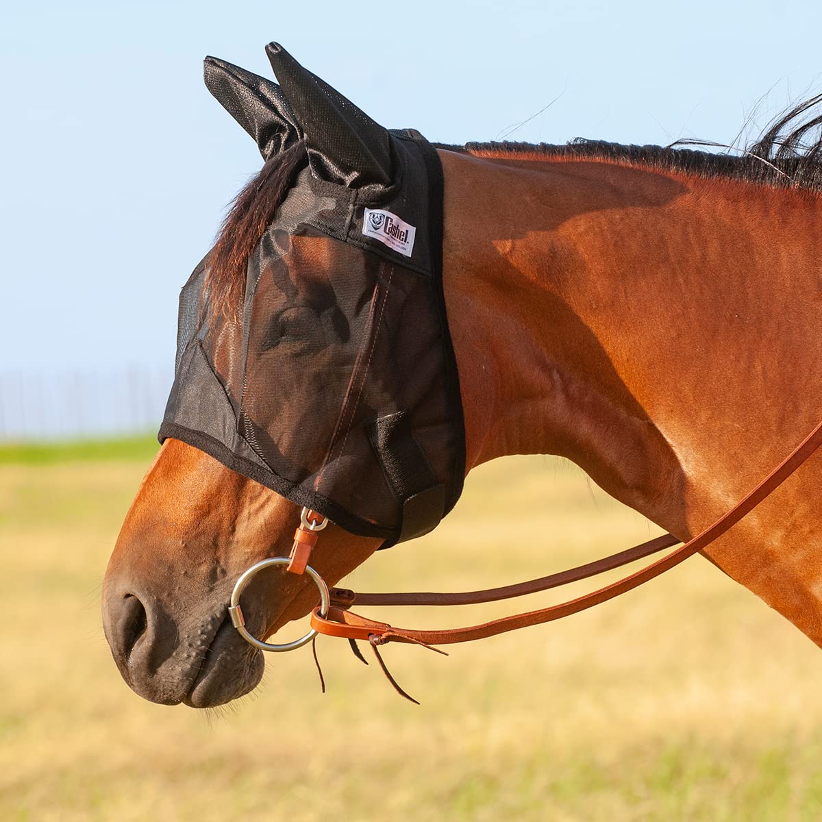 Cashel Quiet Ride Standard Large Pony/Yearling Fly Mask with Ears (QRYSE), Black