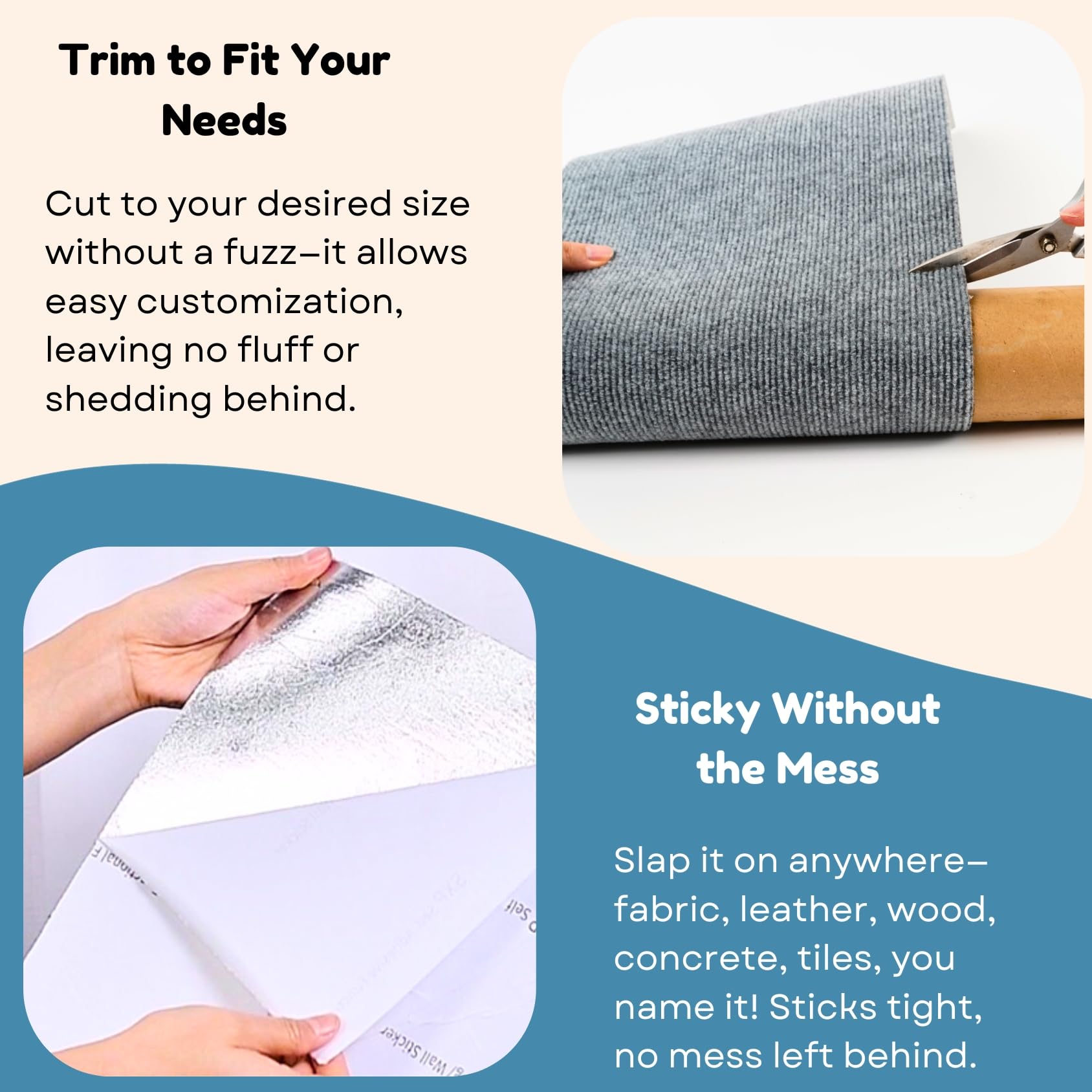Cat Scratch Mat (3 Pack), 23.6 x 11.8 Cat Wall Stracther, Versatile Self-Adhesive Replacement Easy Use for Cat Trees Wall Furnit