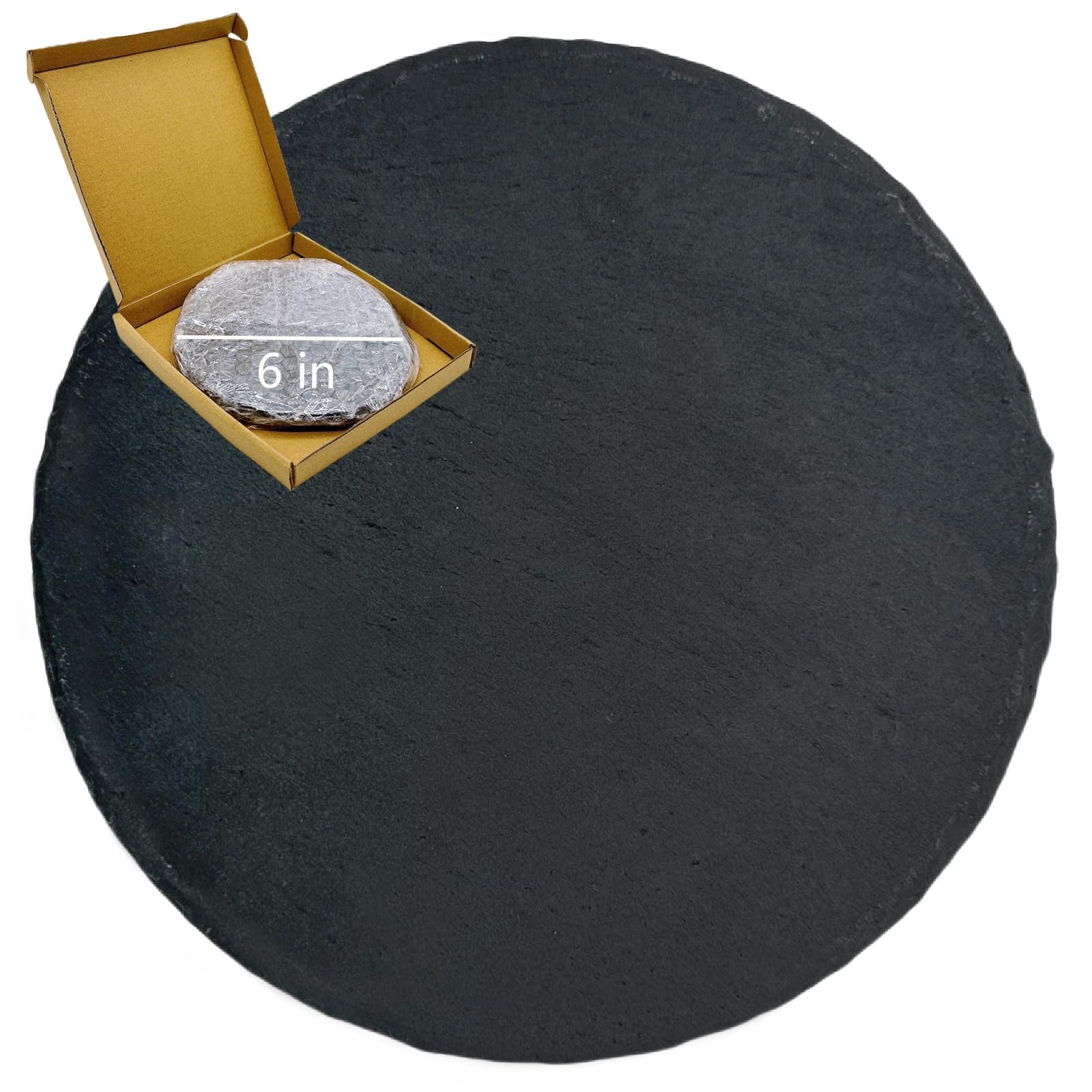 Reptile Basking Platform 6.0IN Turtle Rock Slate Plate Food Bowl Feeding Dish Tortoise Bathing Resting Terrace for Bearded Drago