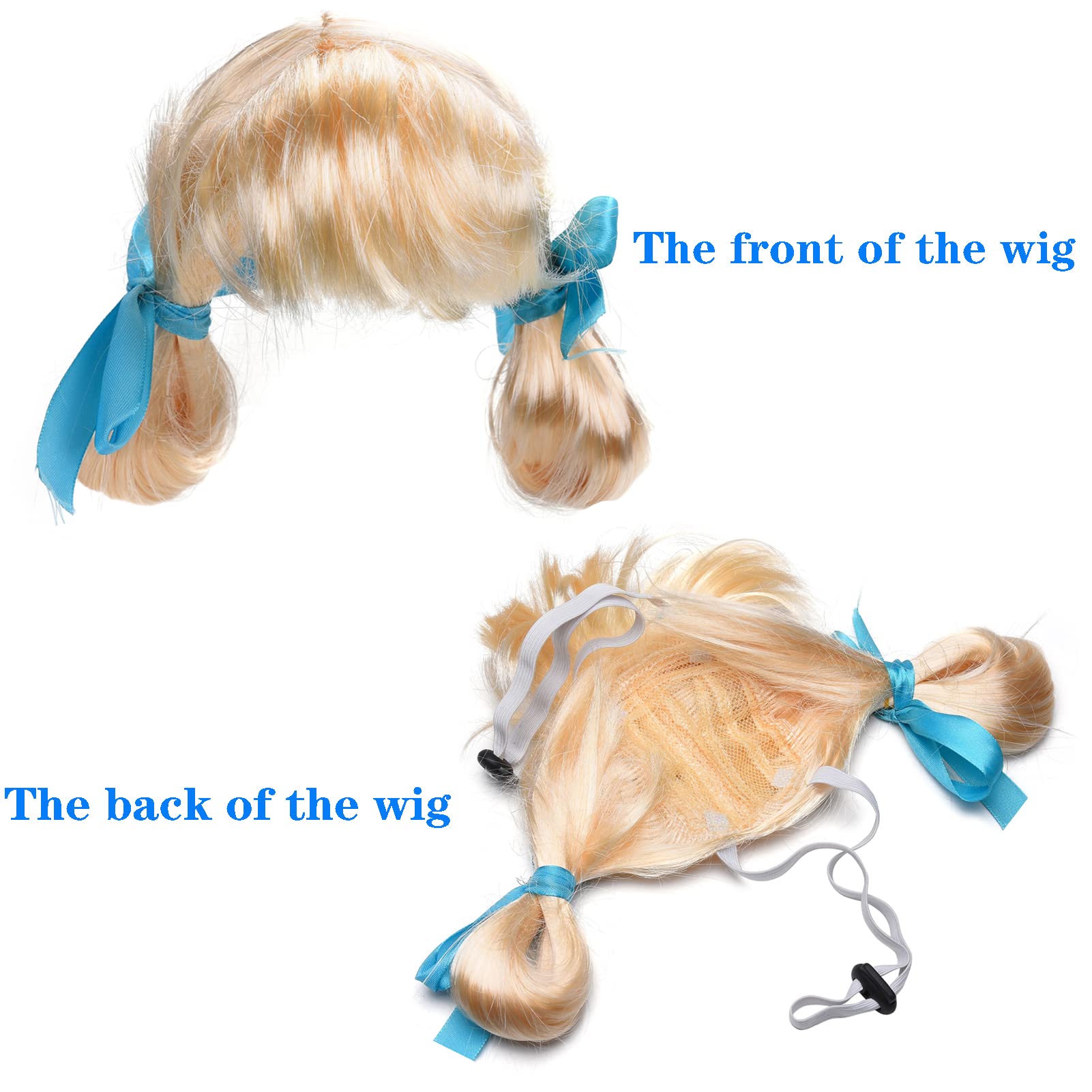 TESSVEYA Golden Braid Dog Wig - Funny Cosplay Accessory for Small, Medium & Large Dogs - Perfect for Halloween, Christmas & Parties