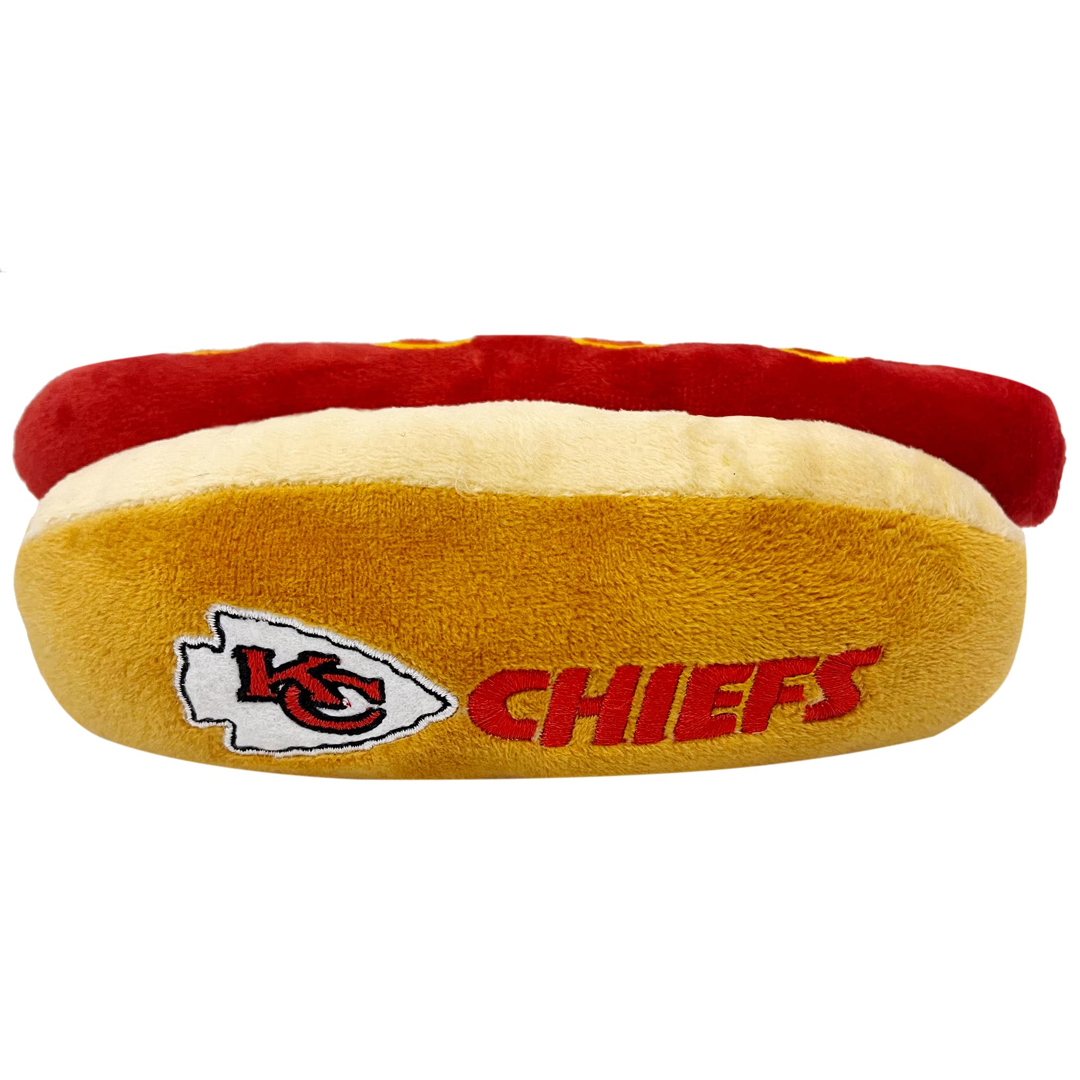 Pets First NFL Kansas City Chiefs HOT Dog Plush Dog & CAT Squeak Toy - Cutest HOT-Dog Snack Plush Toy for Dogs & Cats with Inner