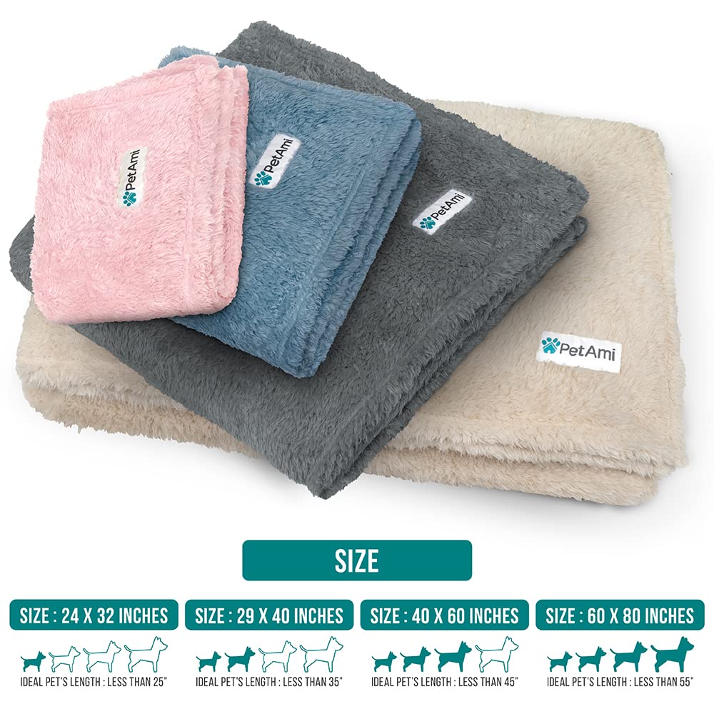 Petami Fluffy Dog Blanket For Small Medium Large Dogs, Sherpa Soft Warm Pet Fleece Throw For Indoor Cats, Fuzzy Plush Shaggy Blanket Furniture Protector Sofa Couch Bed, Beige 40X60
